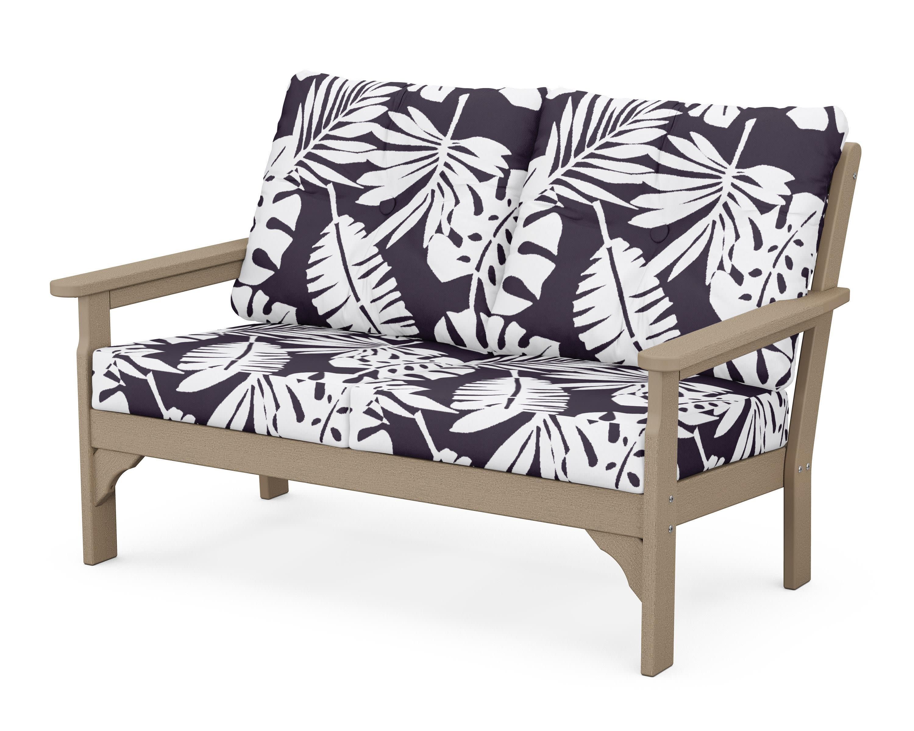 Vineyard Deep Seating Loveseat in Vintage Sahara / Leaf Navy