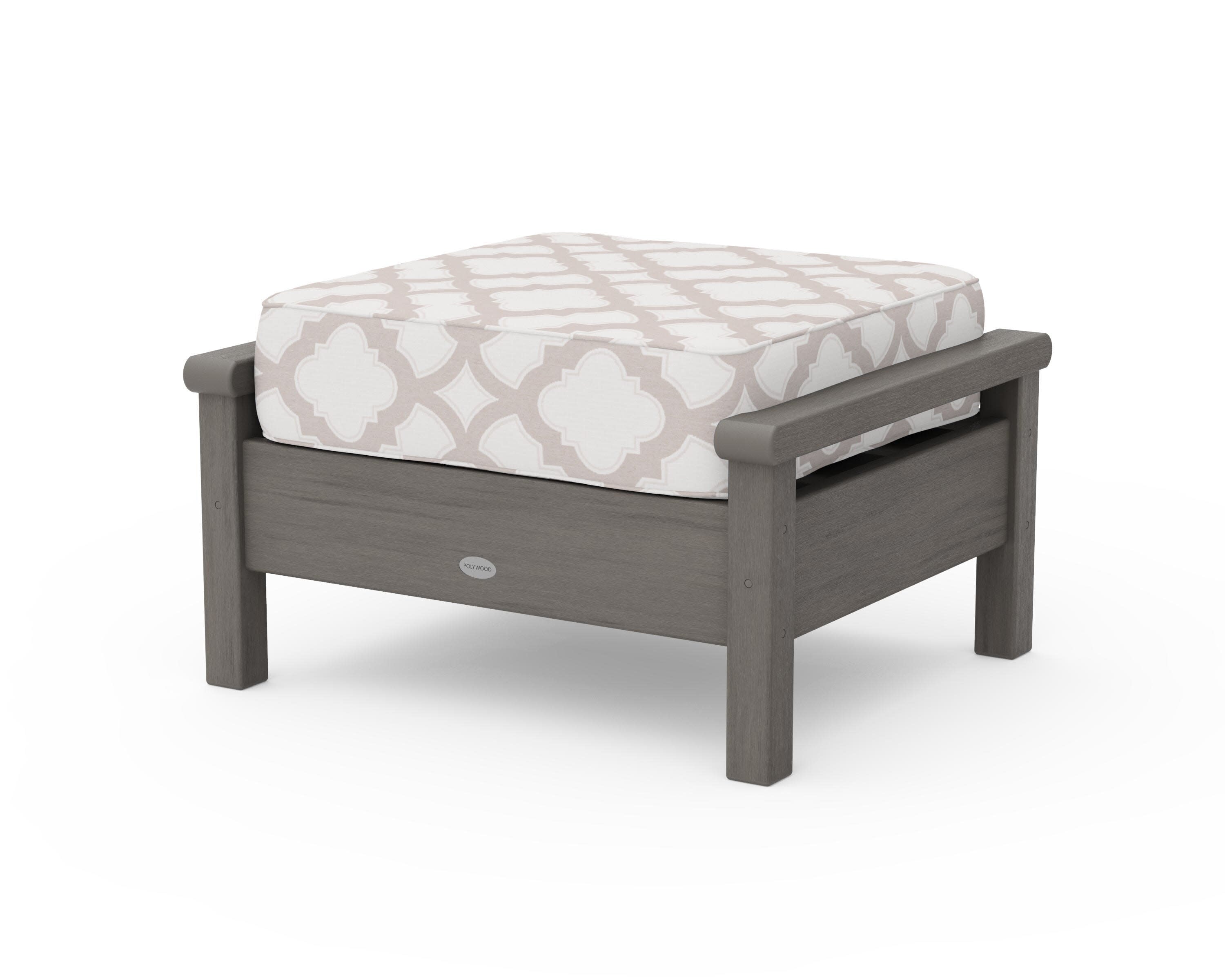 Harbour Deep Seating Ottoman in Driftwood / Trellis Dune Burlap