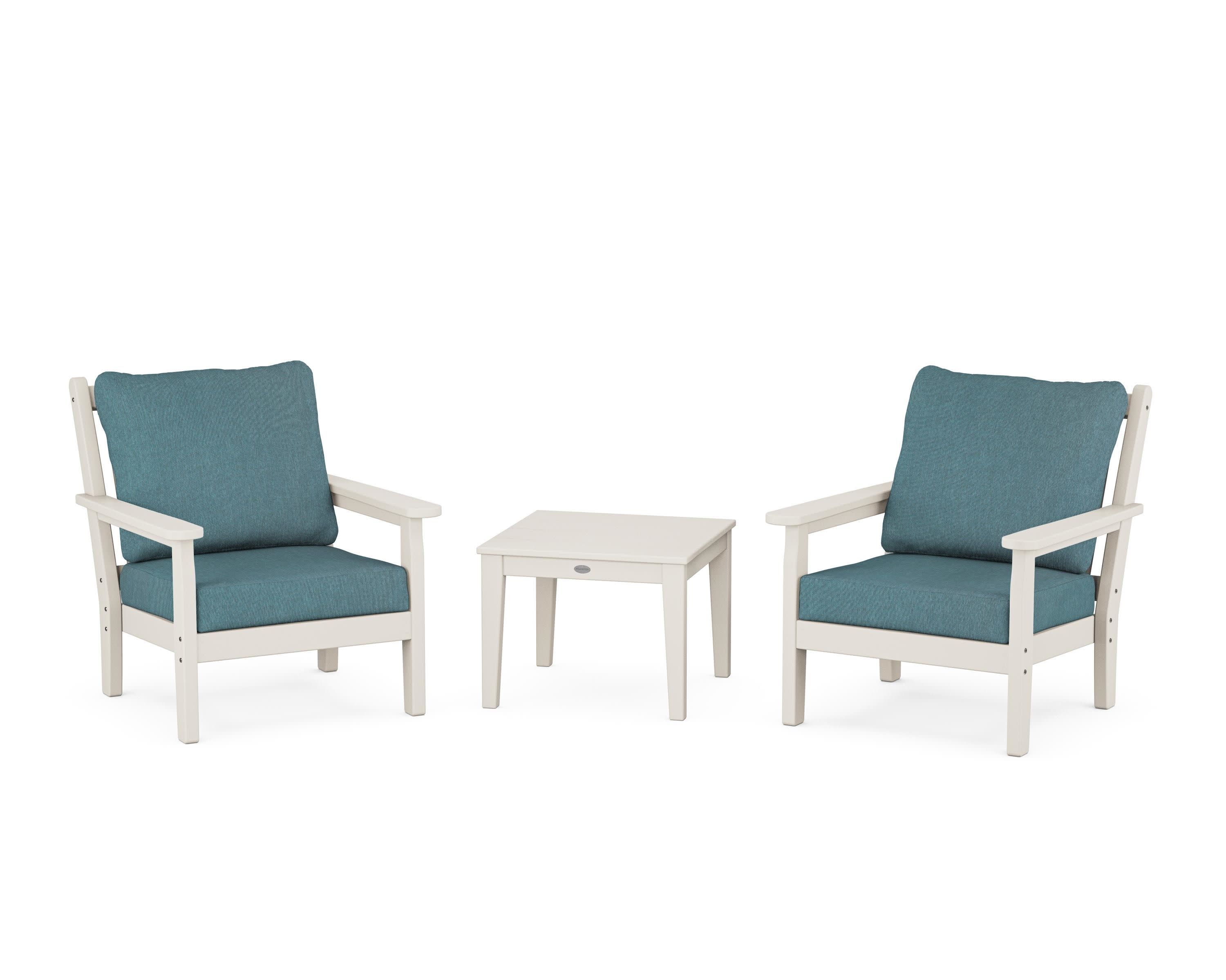 Chippendale 3-Piece Deep Seating Set in Sand / Ocean Teal
