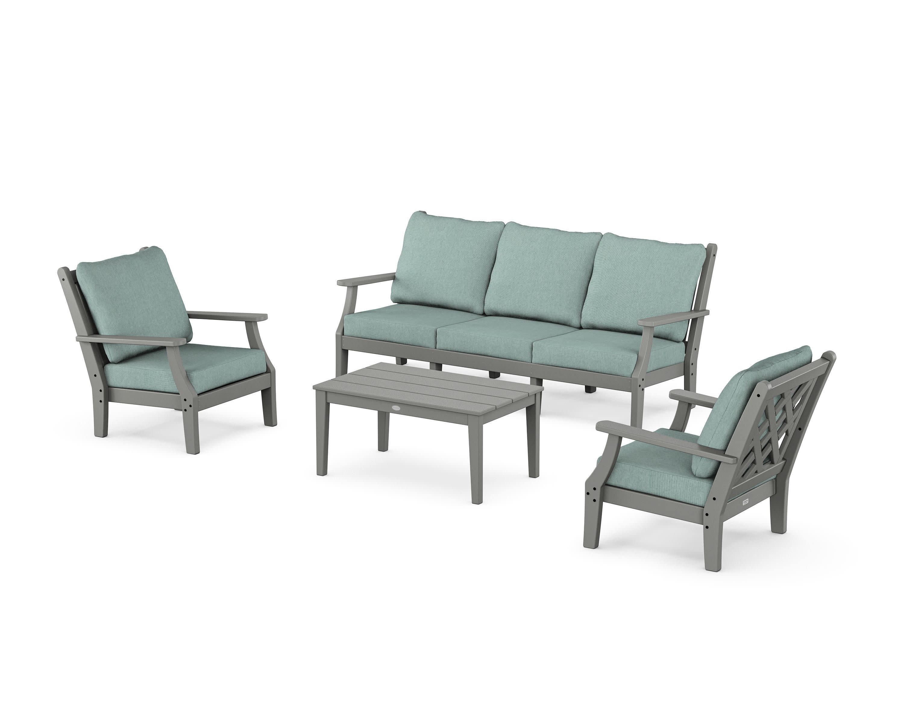 Wovendale 4-Piece Deep Seating Set with Sofa in Slate Grey / Glacier Spa