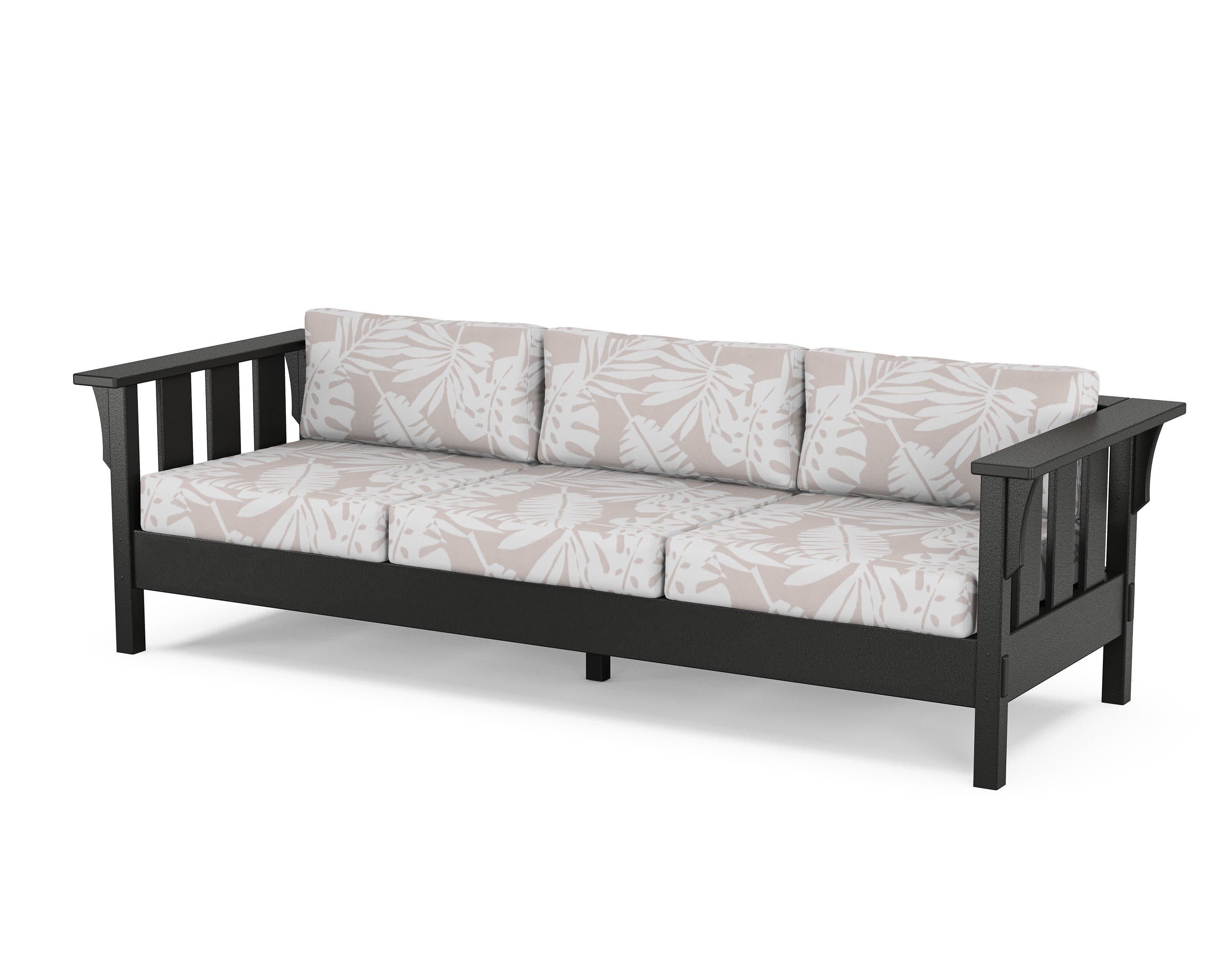 Acadia Deep Seating Sofa in Black / Leaf Dune Burlap