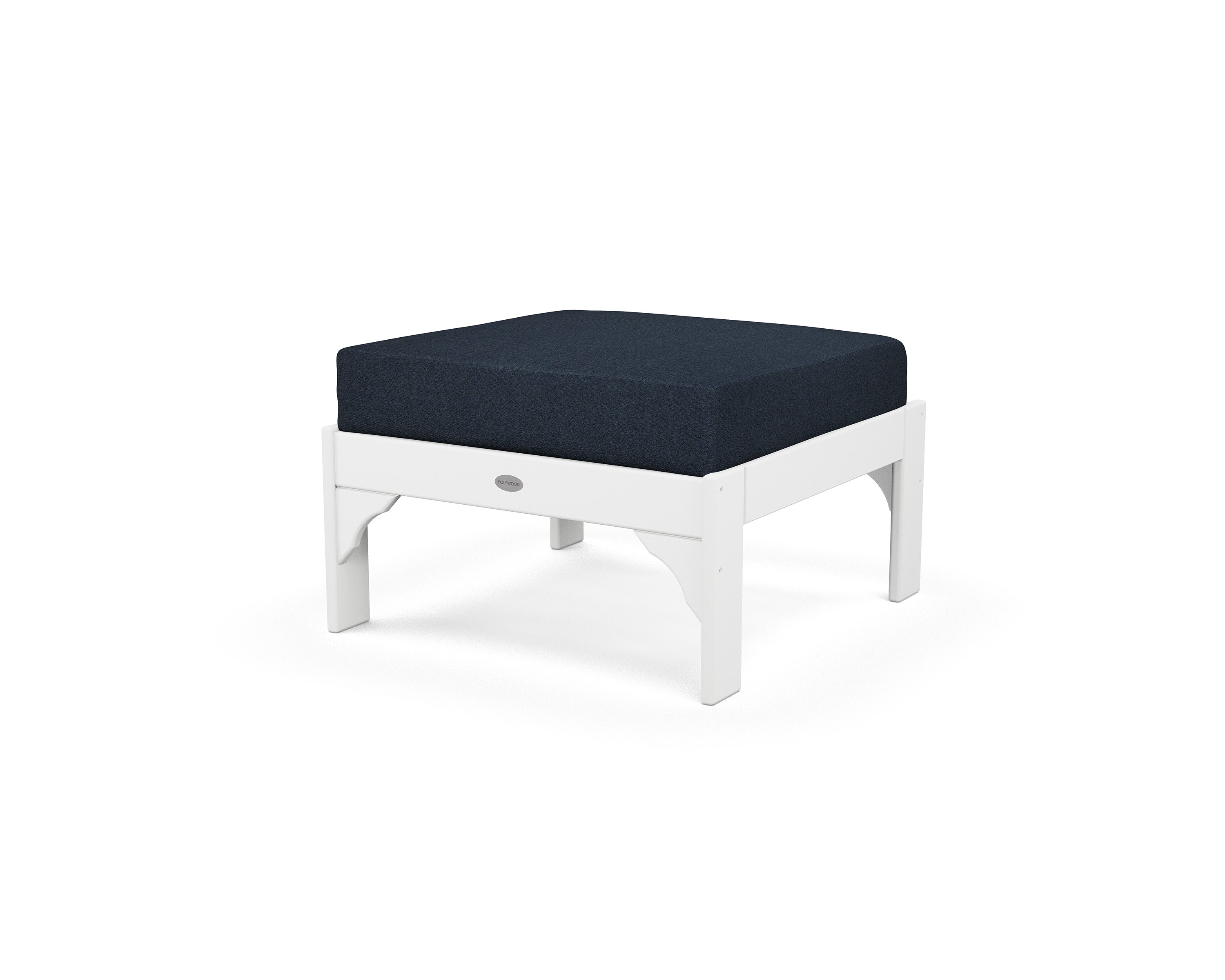 Vineyard Deep Seating Ottoman in White / Marine Indigo
