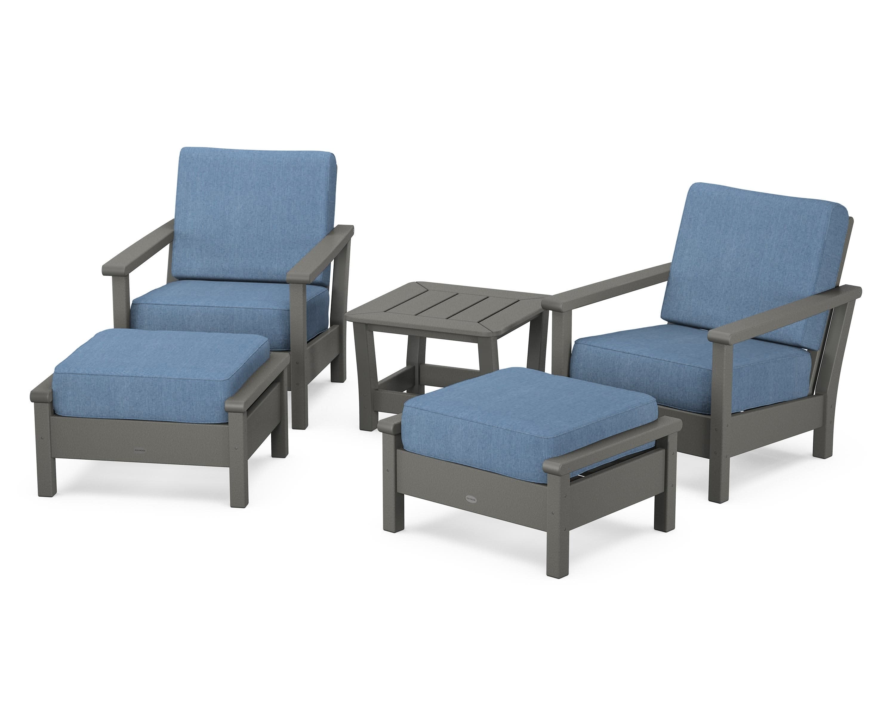 Harbour 5-Piece Deep Seating Chair Set in Slate Grey / Sky Blue
