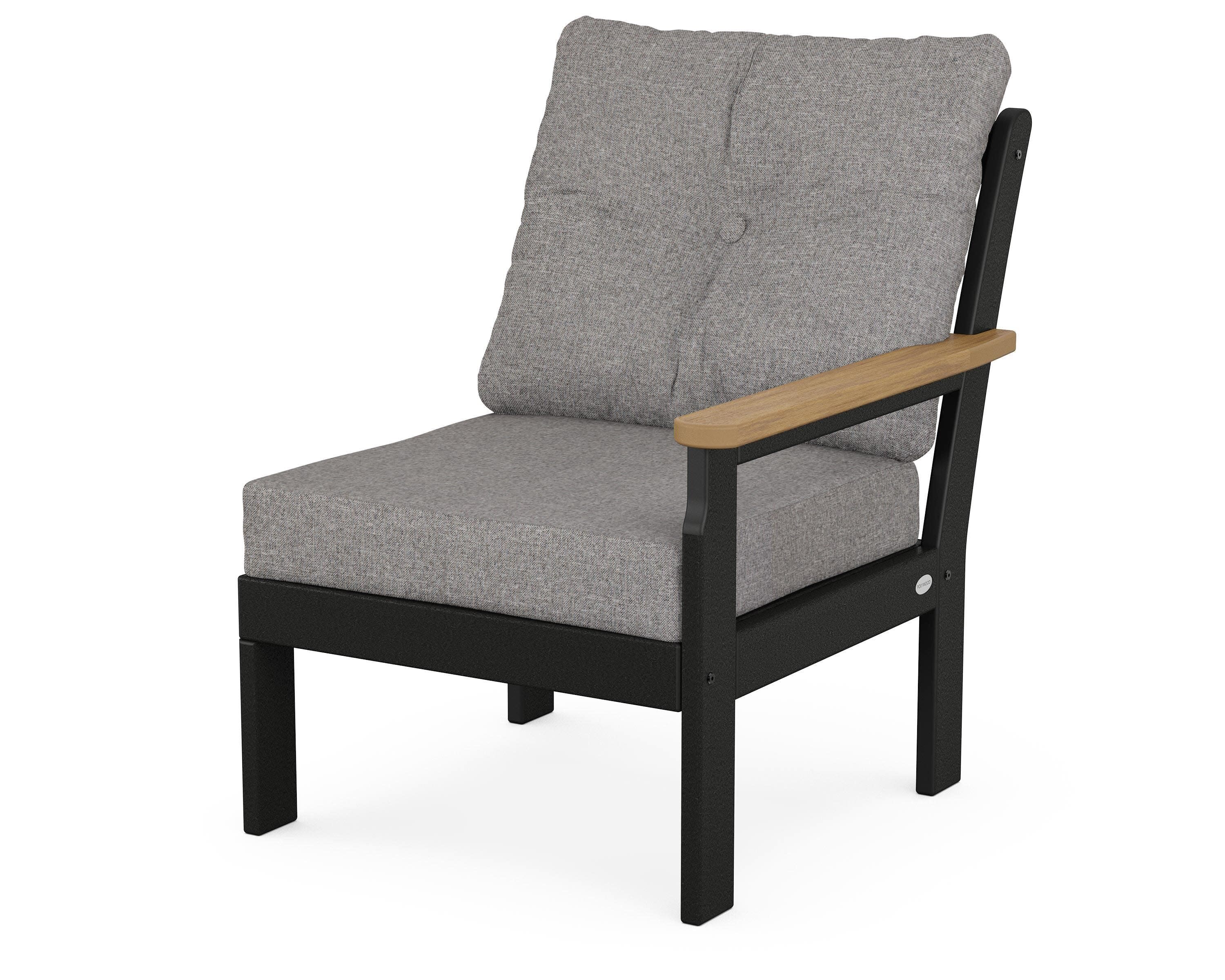 Vineyard Modular Right Arm Chair in Black / Natural / Grey Mist
