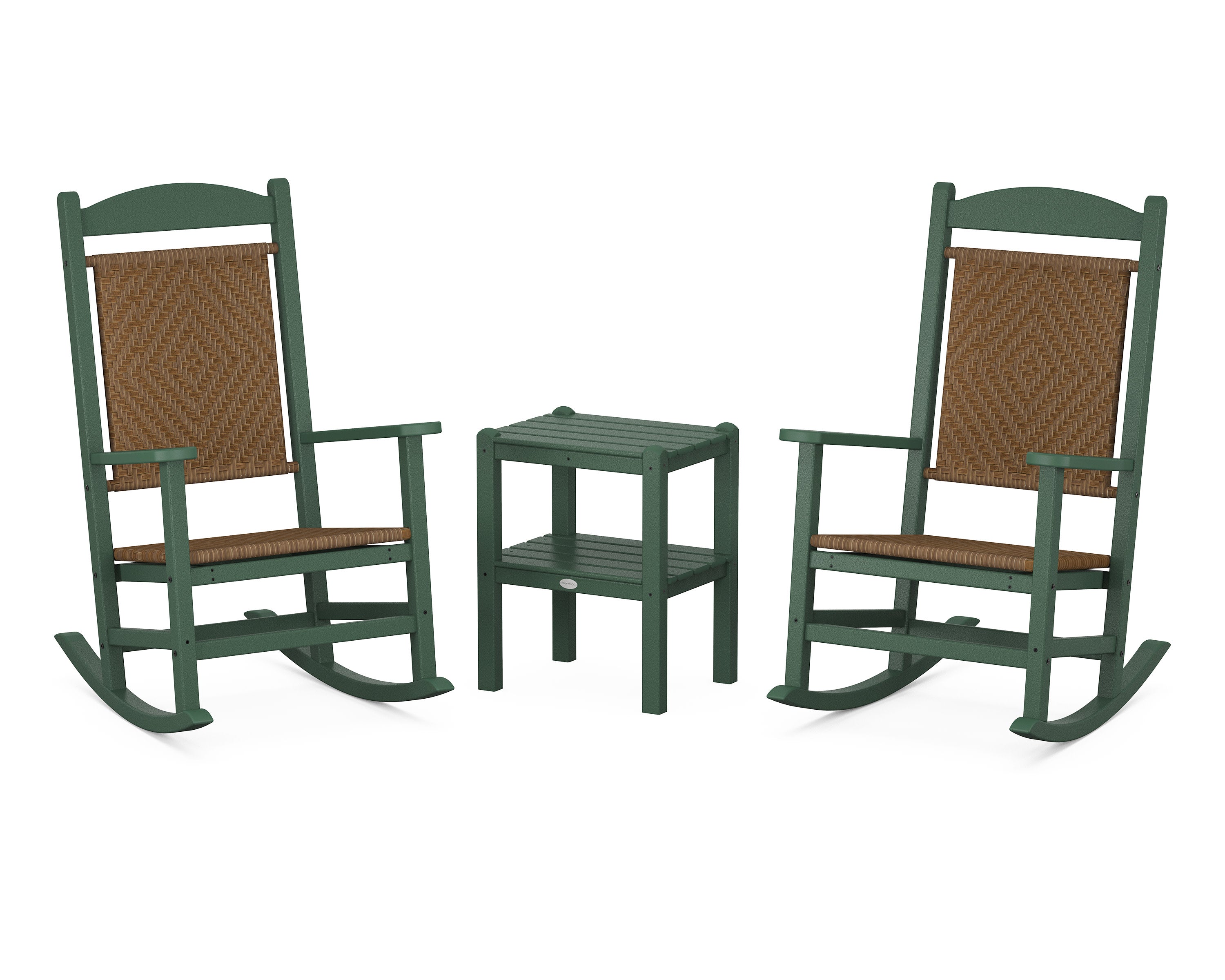 Presidential Woven Rocker 3-Piece Set in Green / Tigerwood