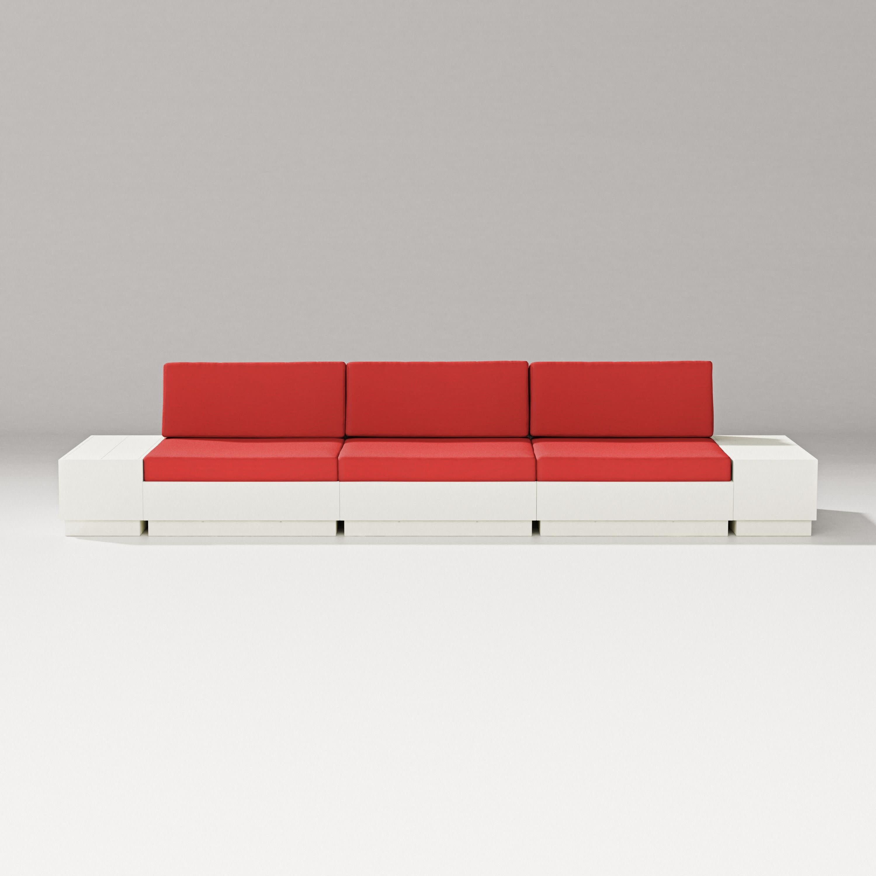 Elevate Straight Sectional in Vintage White / Crimson Linen