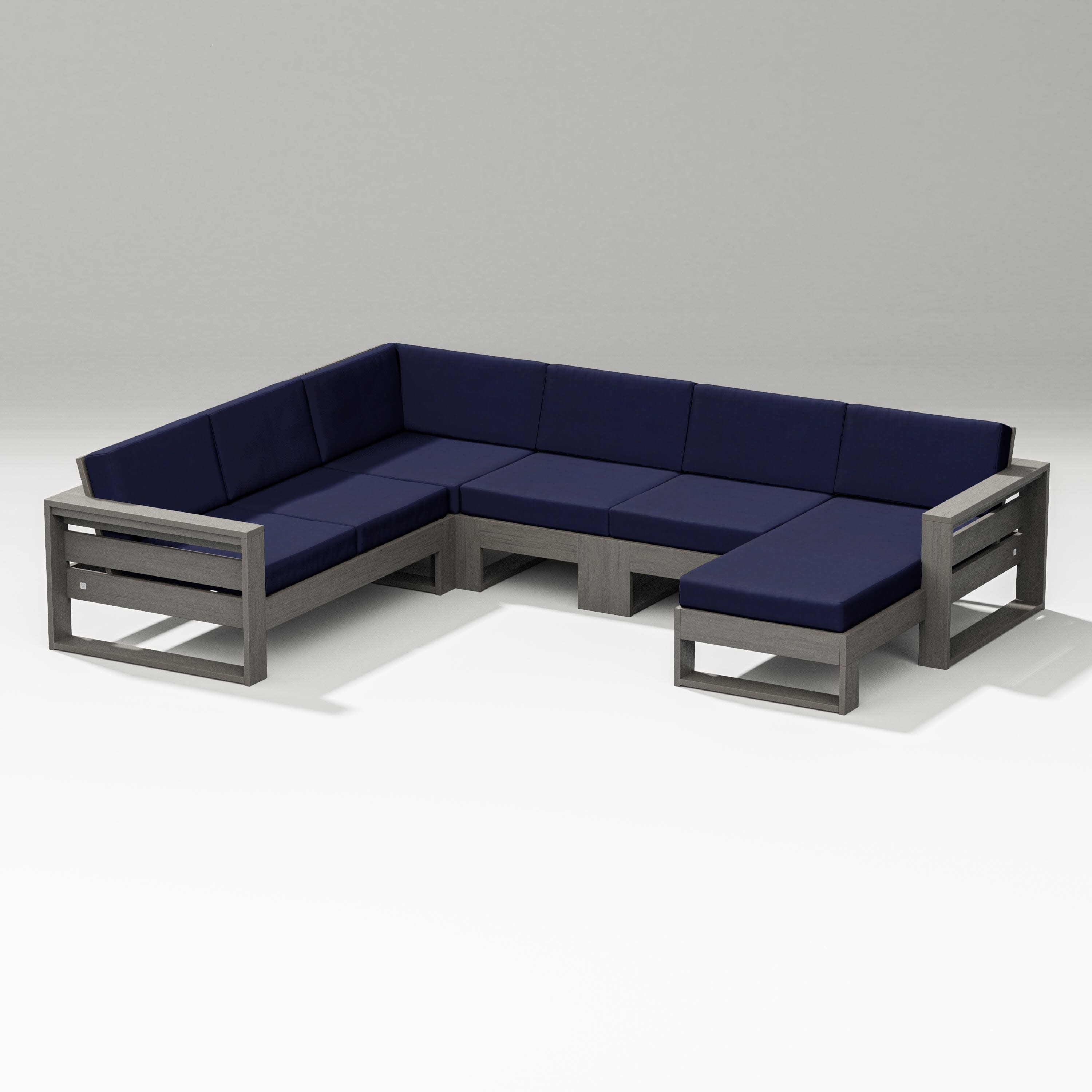 Latitude Corner Sectional with Right Chaise in Driftwood / Navy