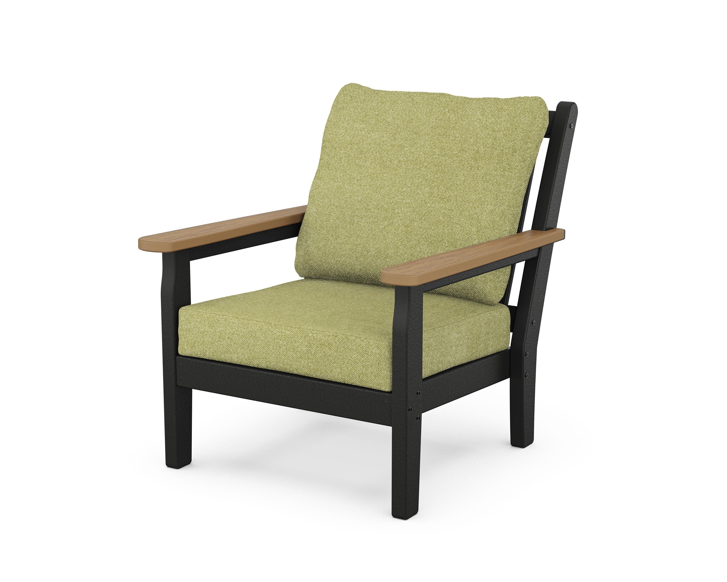 Chippendale Deep Seating Chair in Black / Natural / Chartreuse Boucle