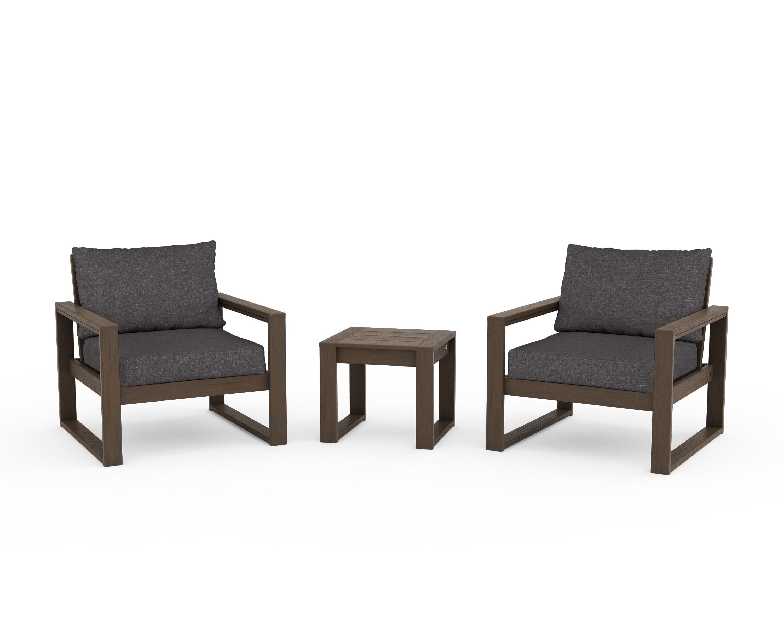 EDGE Sectional 3-Piece Deep Seating Set in Kona / Ash Charcoal