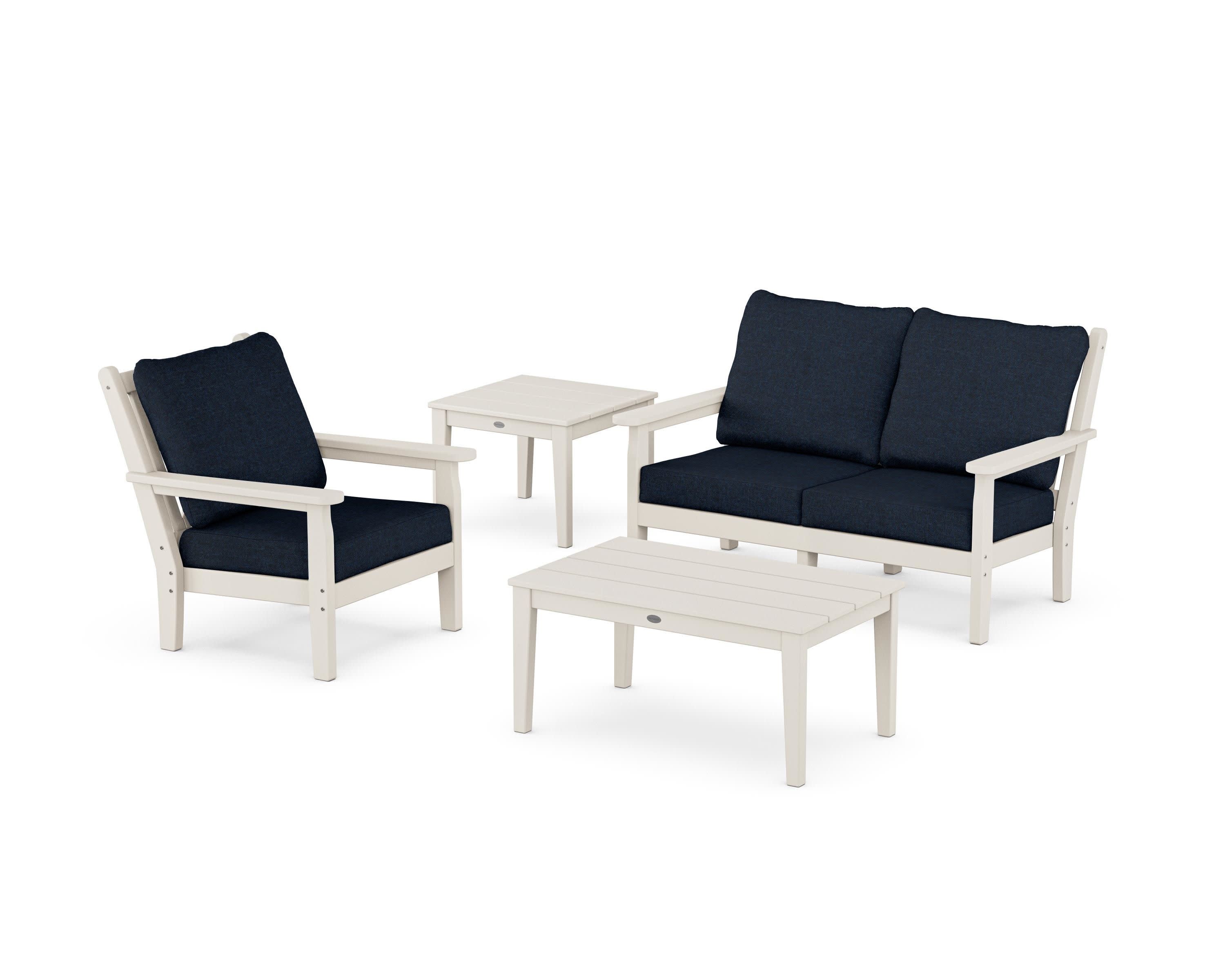 Chippendale 4-Piece Deep Seating Set in Sand / Marine Indigo