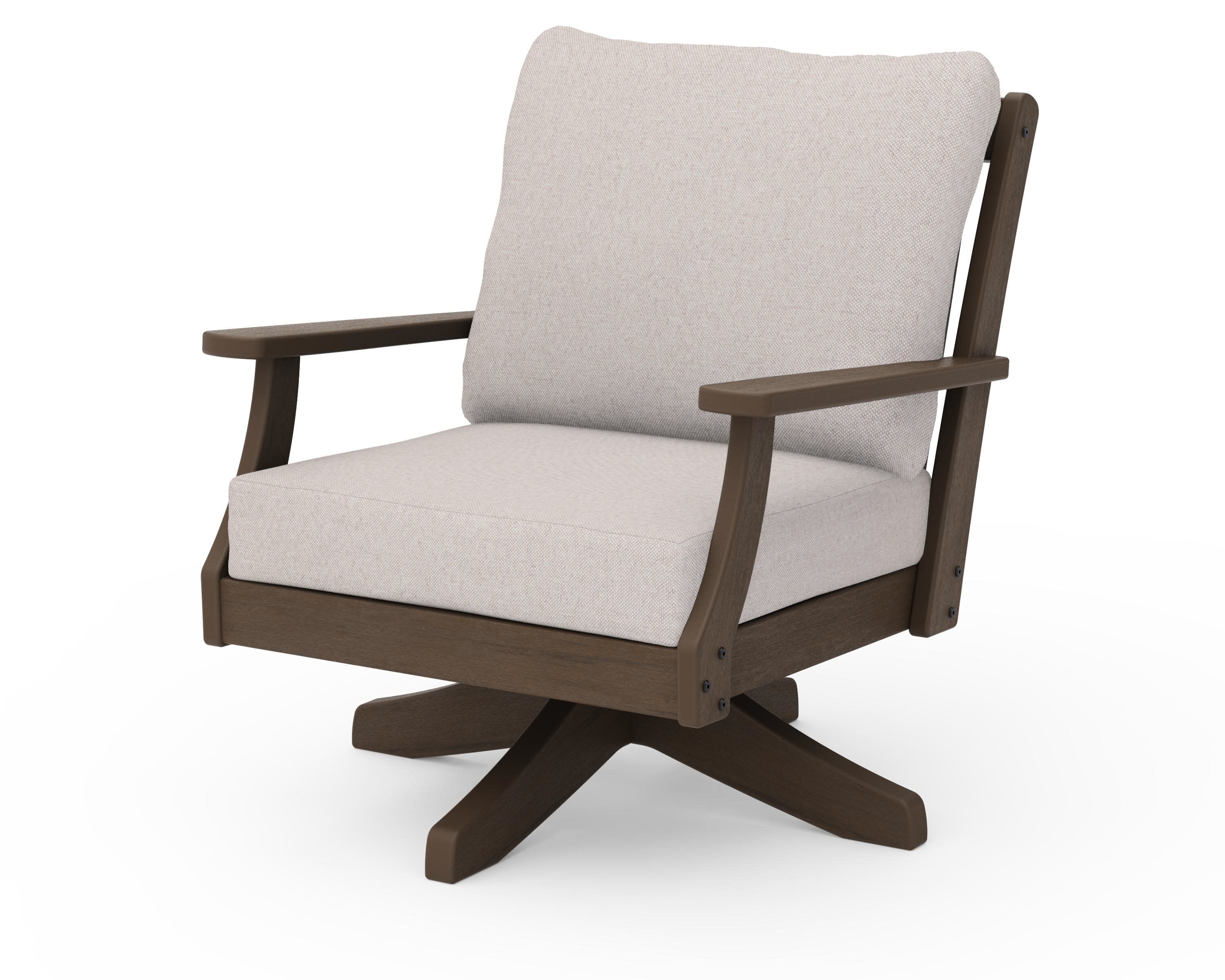 Braxton Deep Seating Swivel Chair in Kona / Dune Burlap