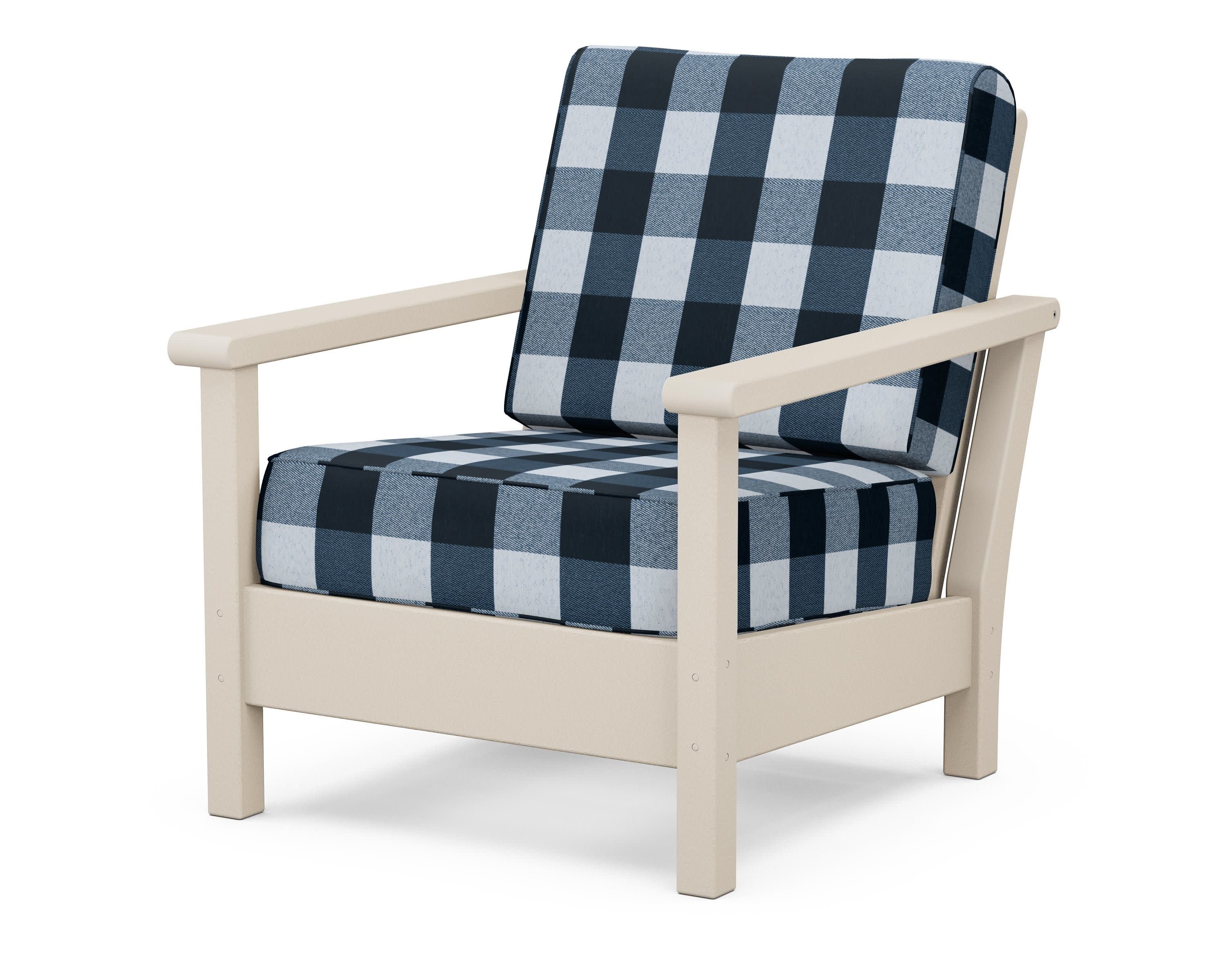 Harbour Deep Seating Chair in Sand / Buffalo Plaid Marine Indigo