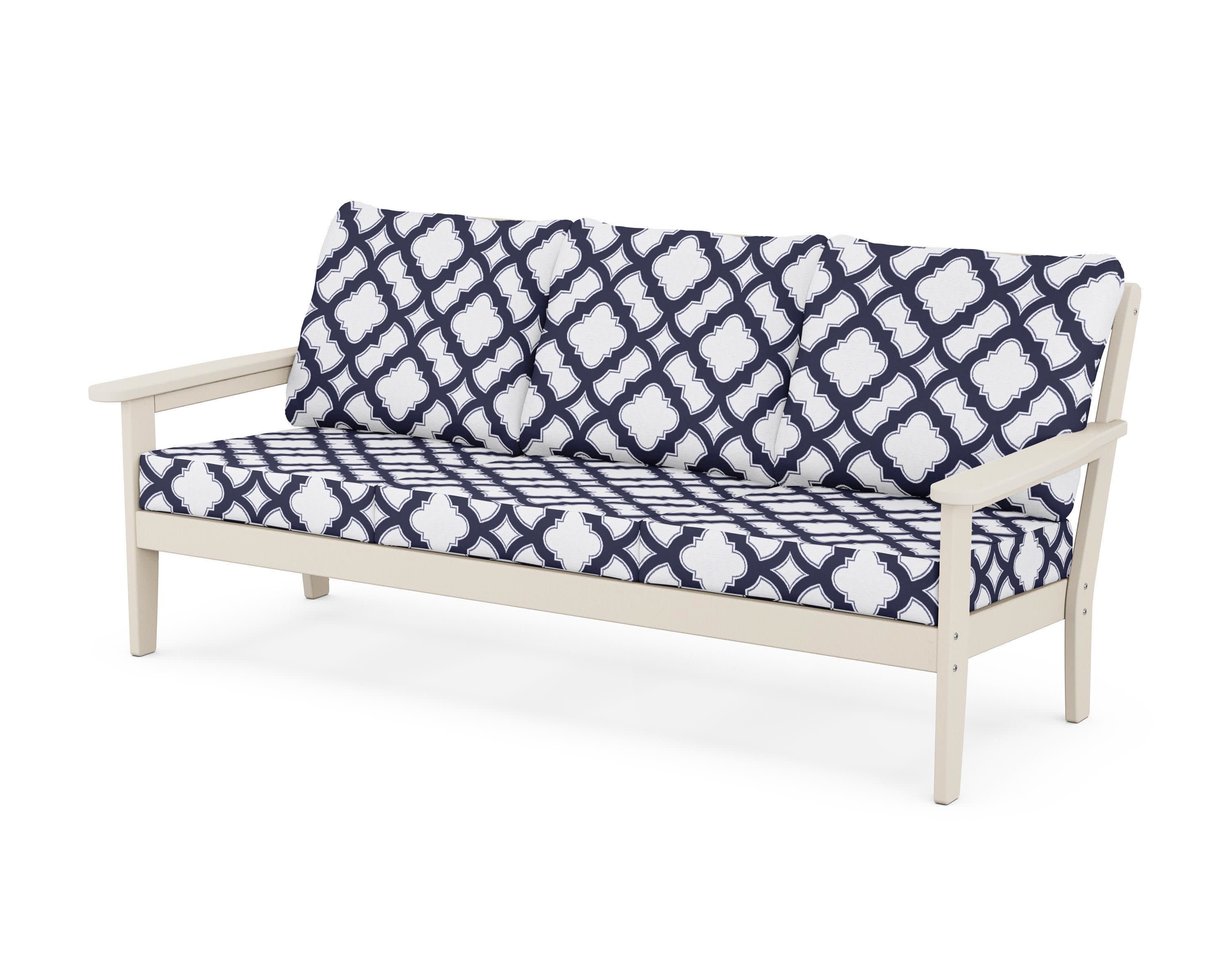 Cottage Deep Seating Sofa in Sand / Trellis Navy