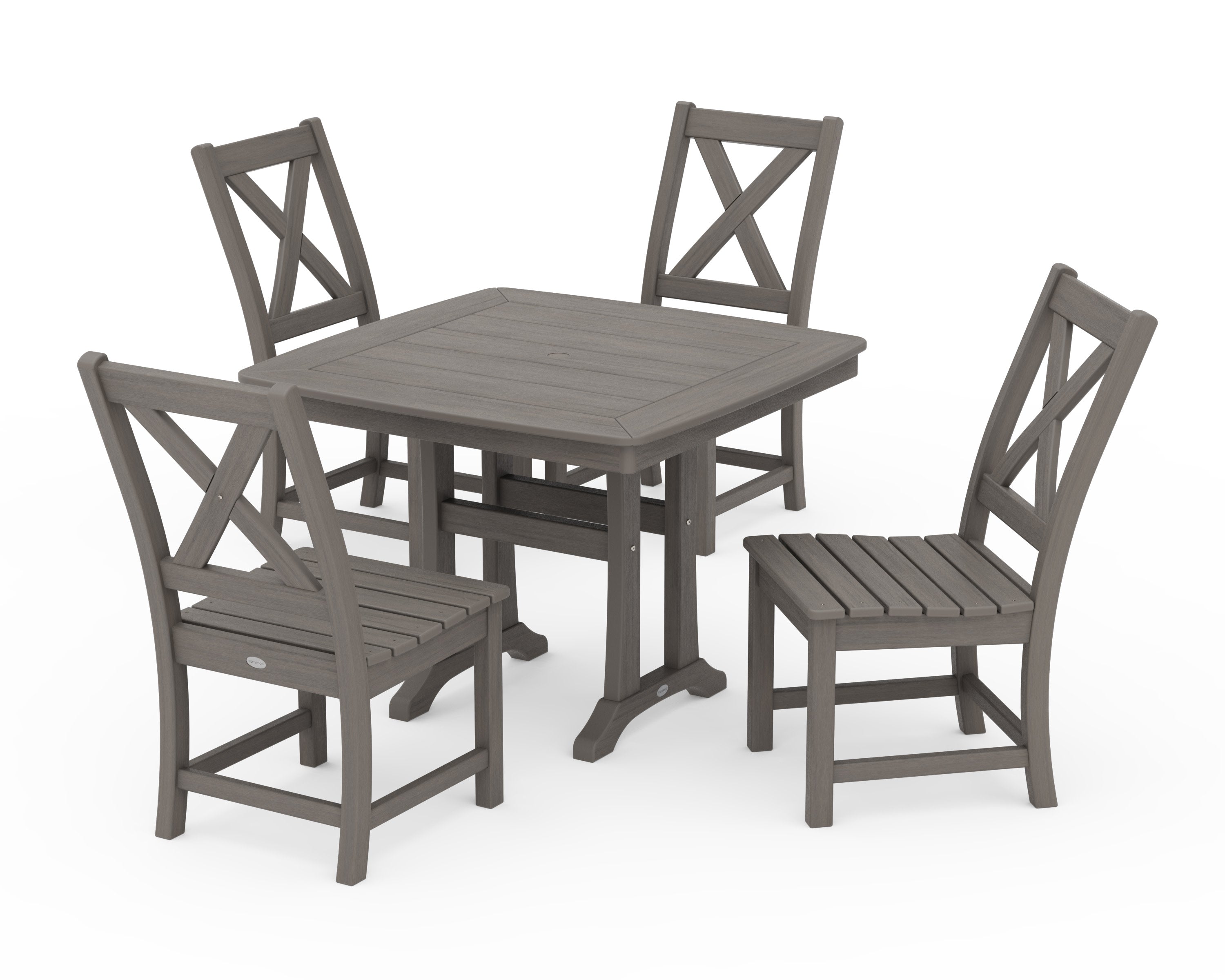Braxton Side Chair 5-Piece Dining Set with Trestle Legs in Driftwood