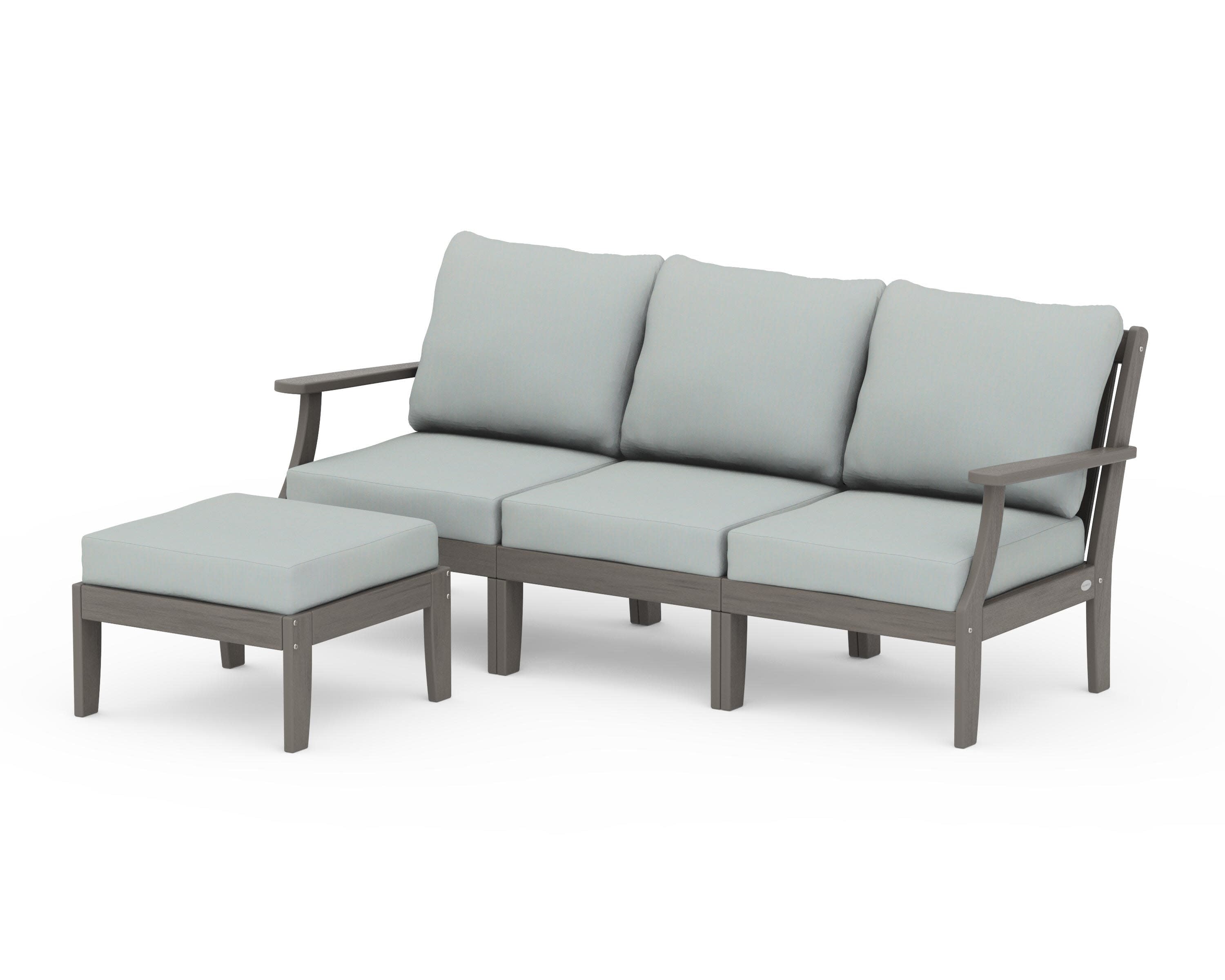 Braxton Modular 4-Piece Deep Seating Set with Ottoman in Driftwood / Spa