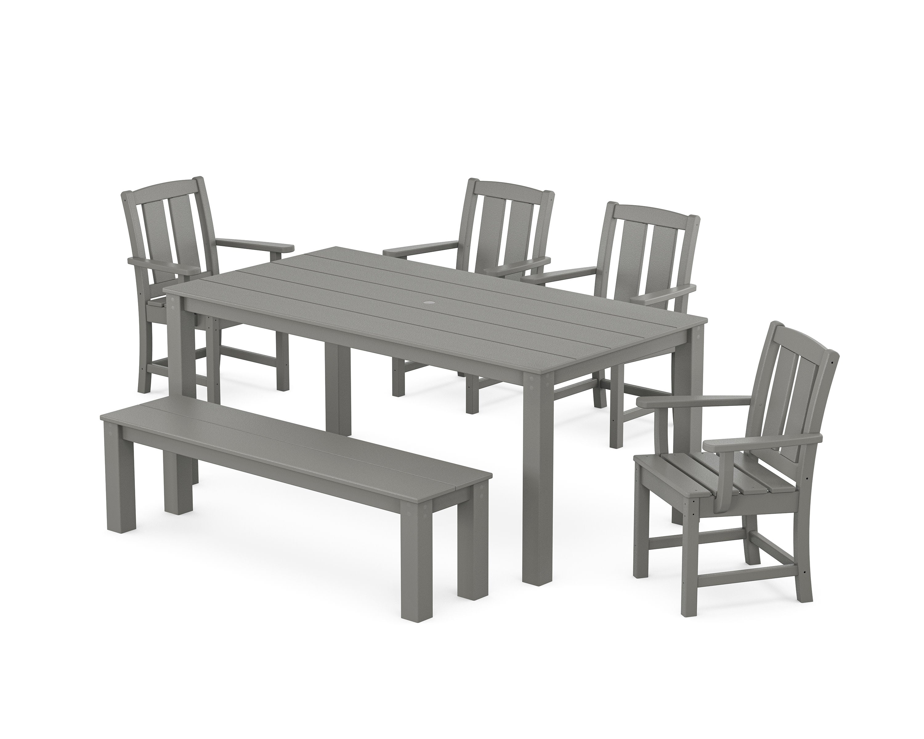 Mission 6-Piece Parsons Dining Set with Bench in Slate Grey