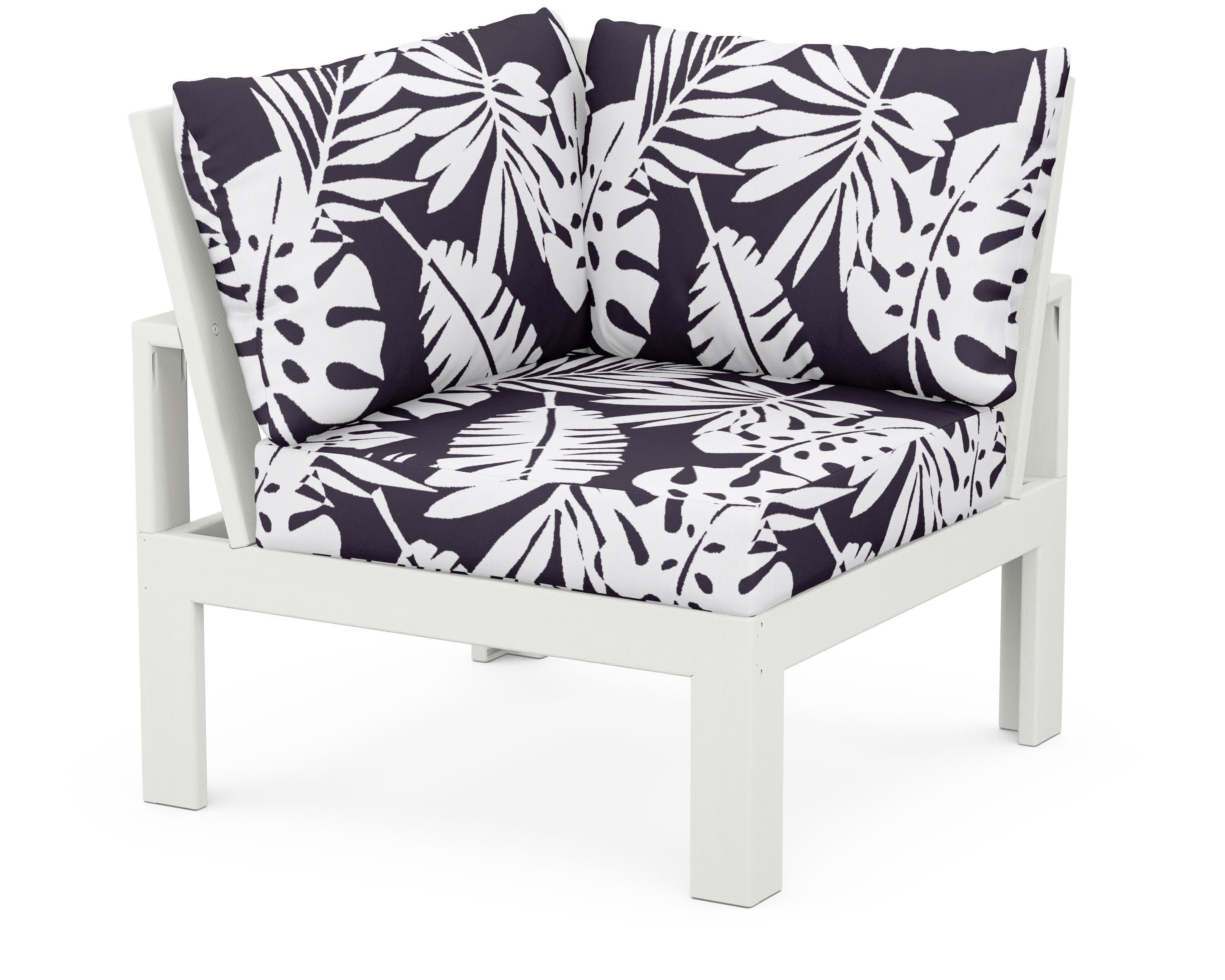 Modular Corner Chair in Vintage White / Leaf Navy