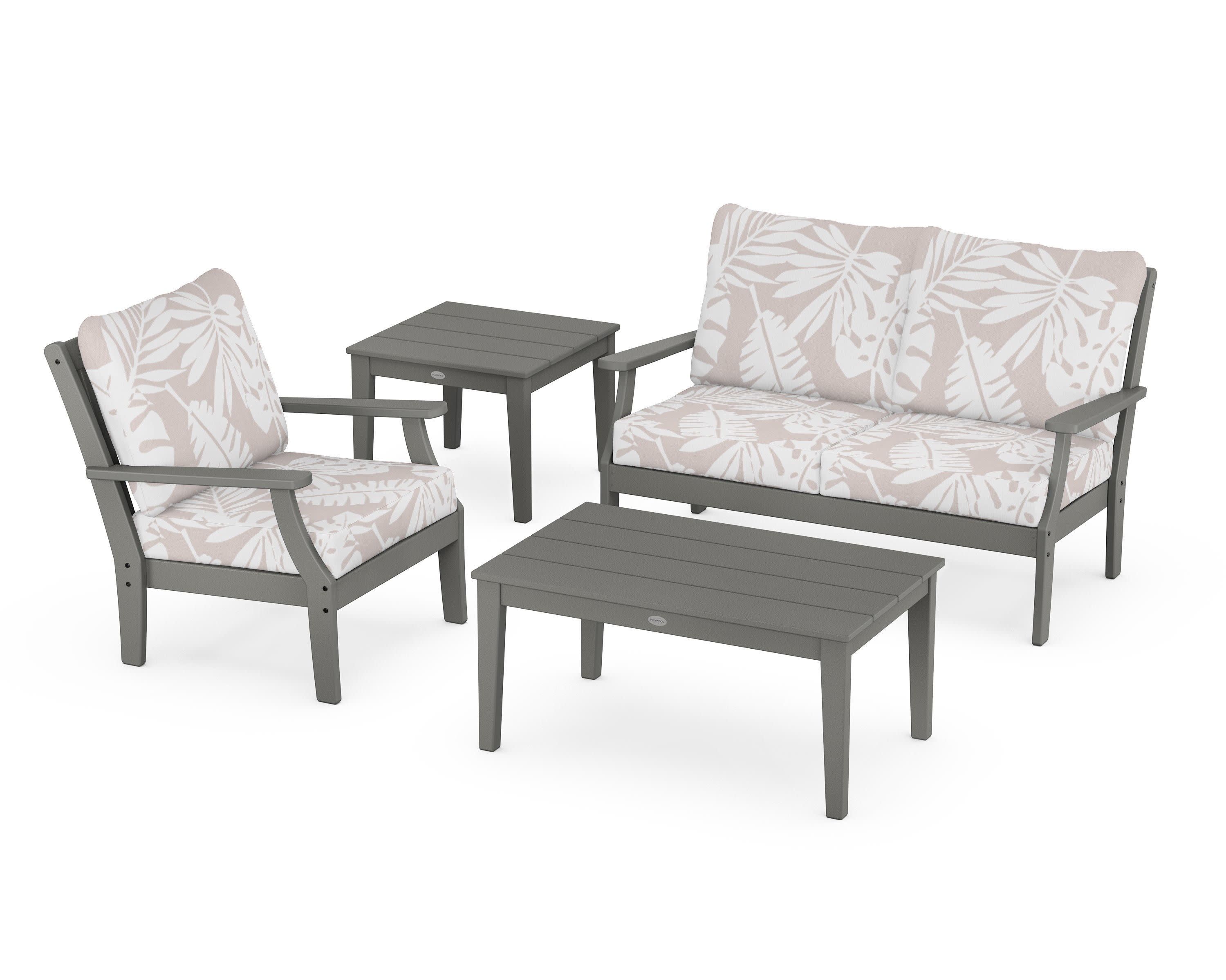 Braxton 4-Piece Deep Seating Set in Slate Grey / Leaf Dune Burlap