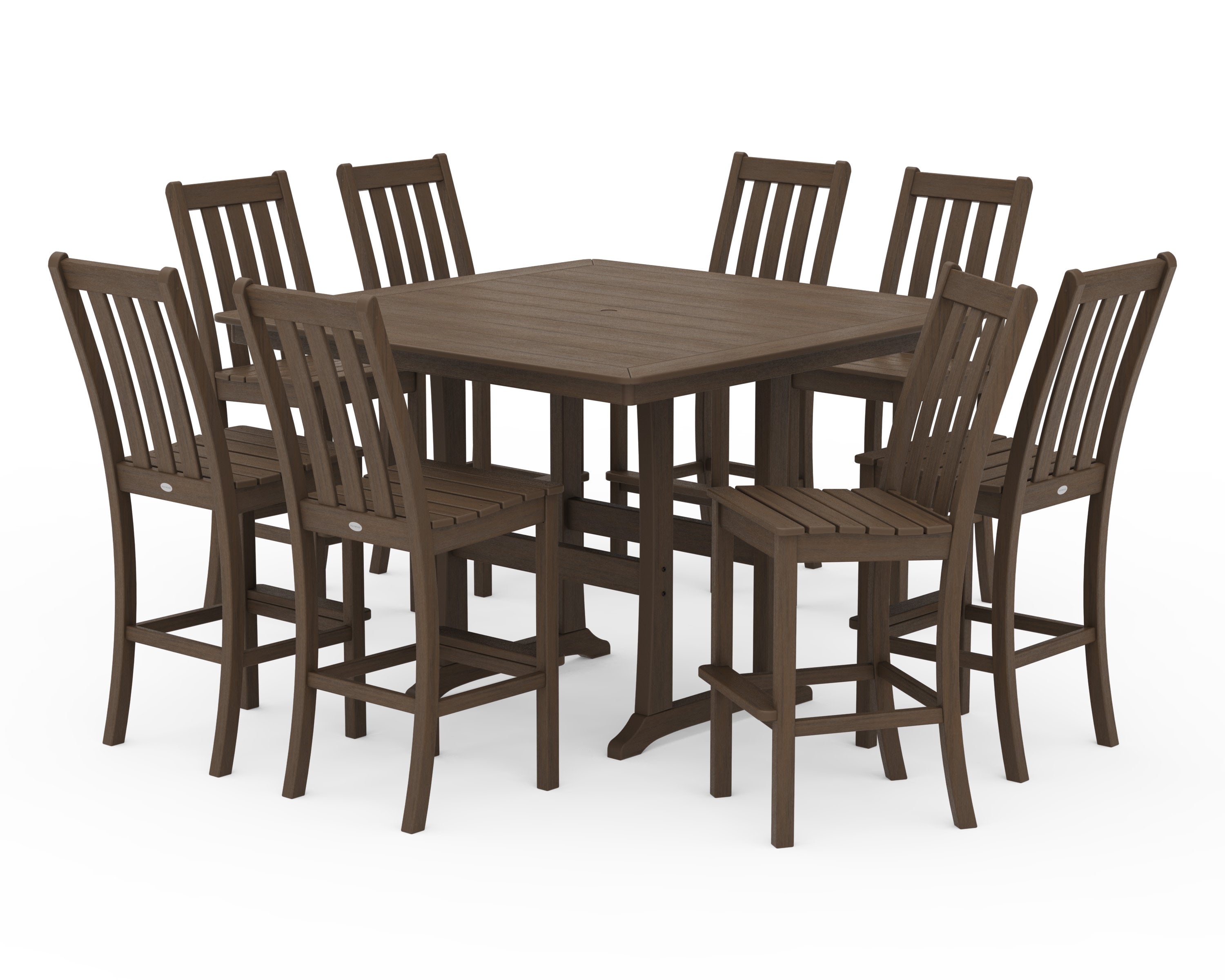 Vineyard 9-Piece Nautical Trestle Bar Set in Kona