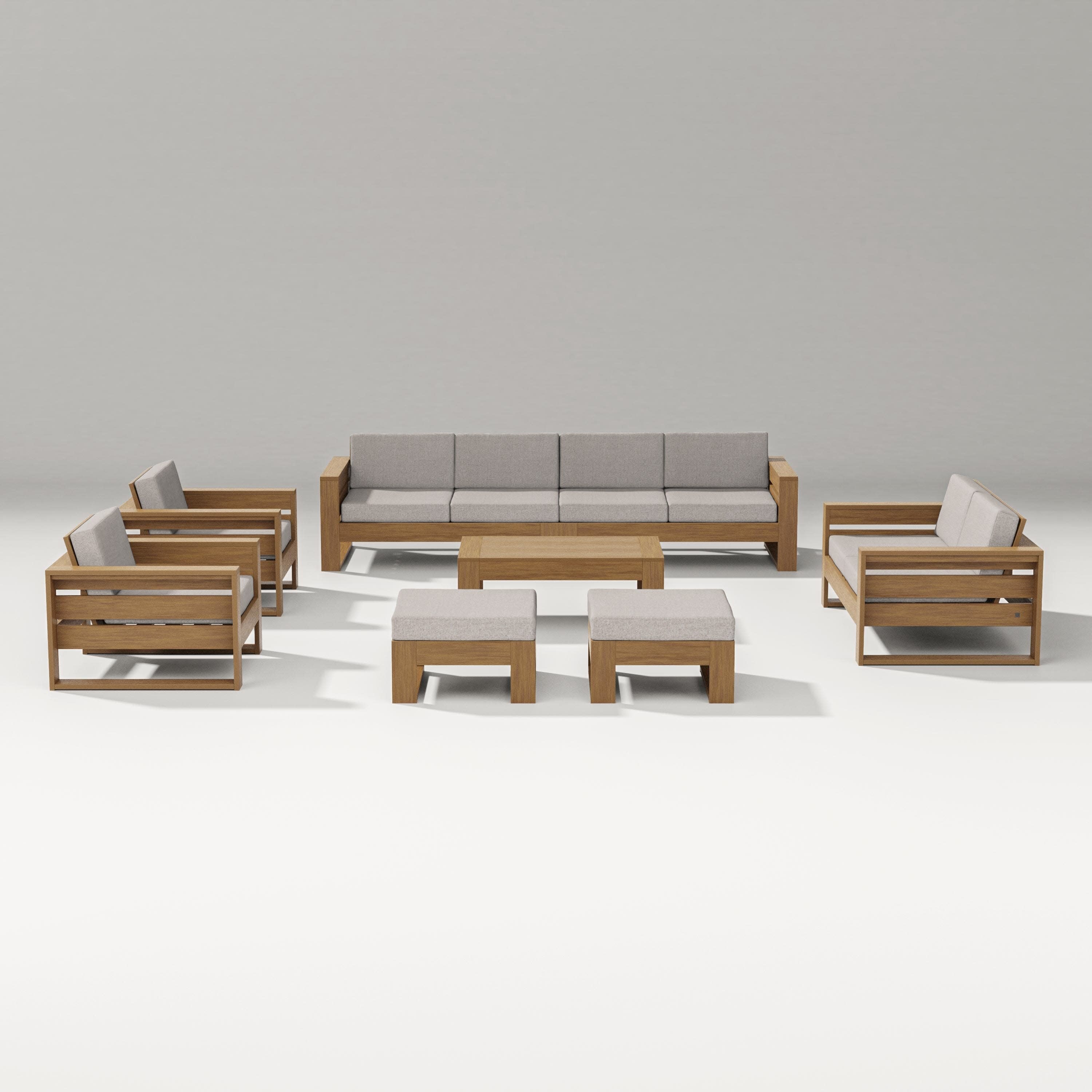 Latitude 8-Piece Lounge Sofa Set in Natural / Weathered Tweed