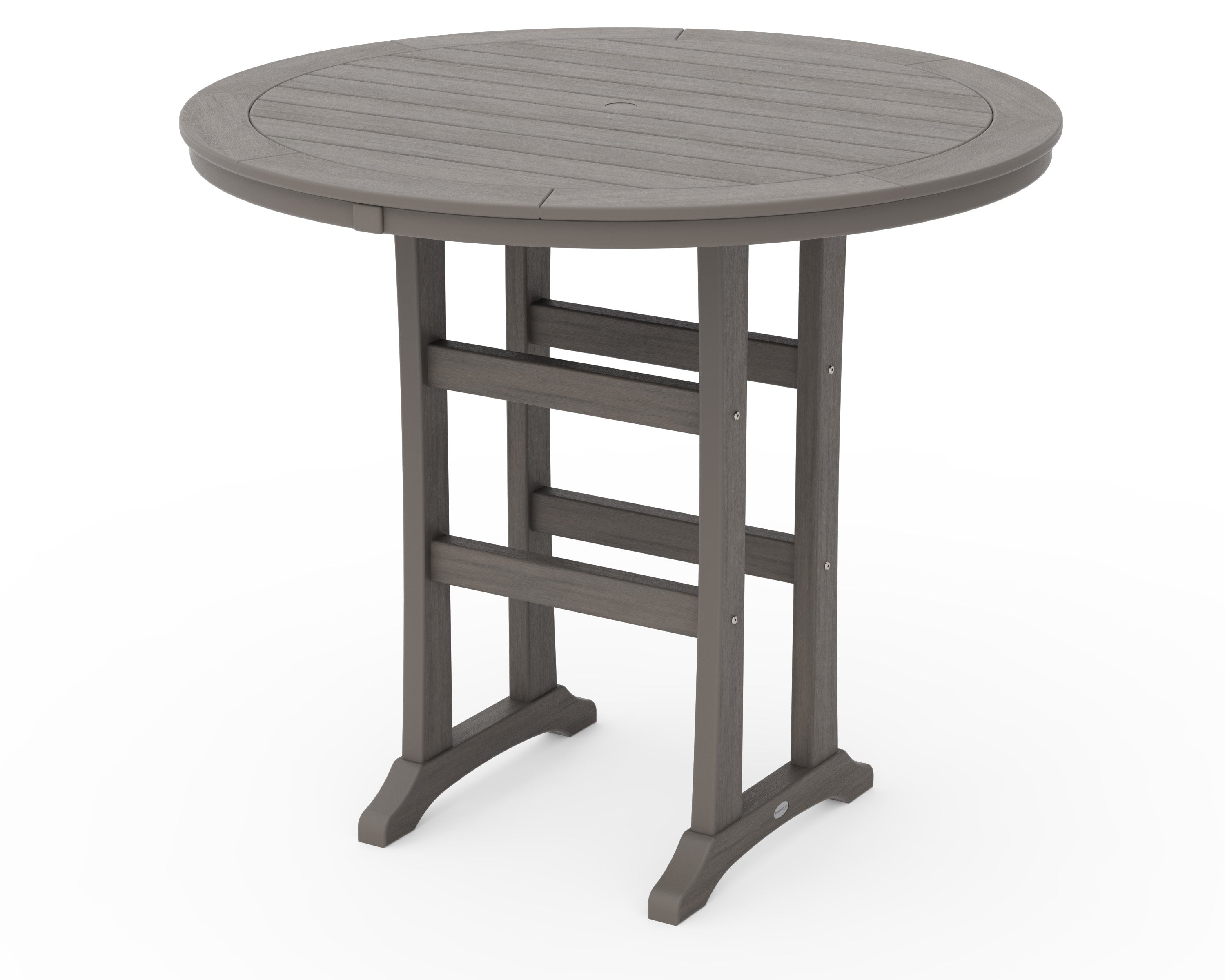 Nautical Trestle 48" Round Bar Table in Driftwood