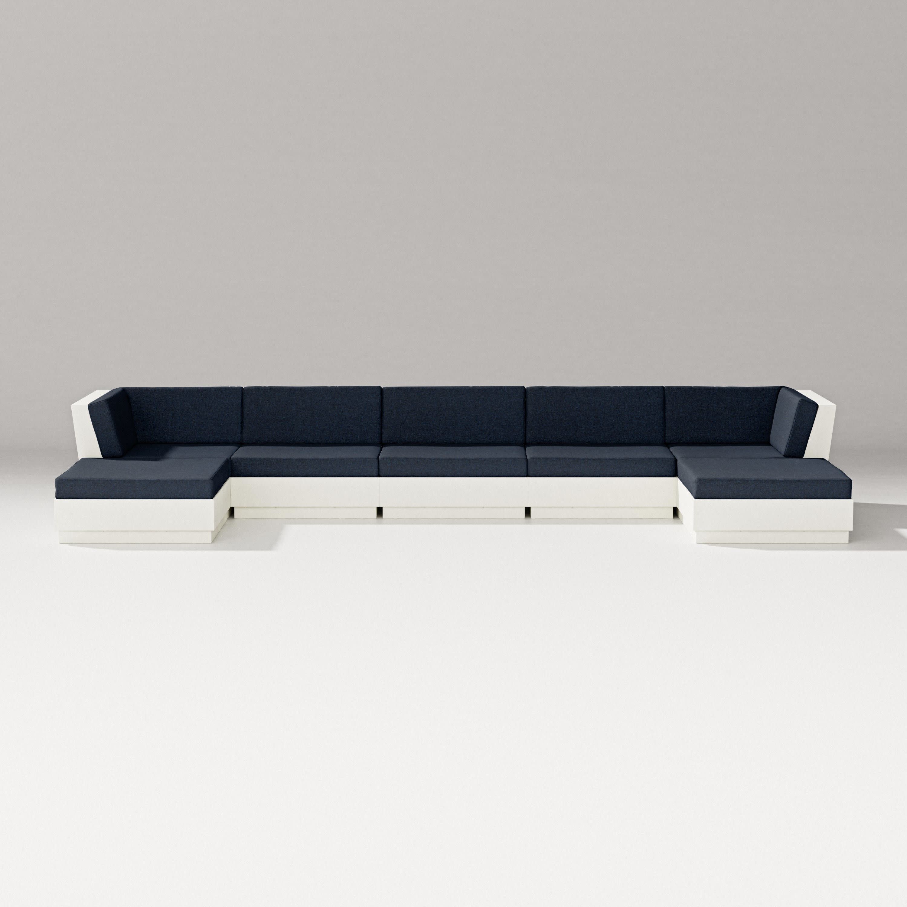 Elevate 7-Piece Double Chaise Sectional in Vintage White / Marine Indigo