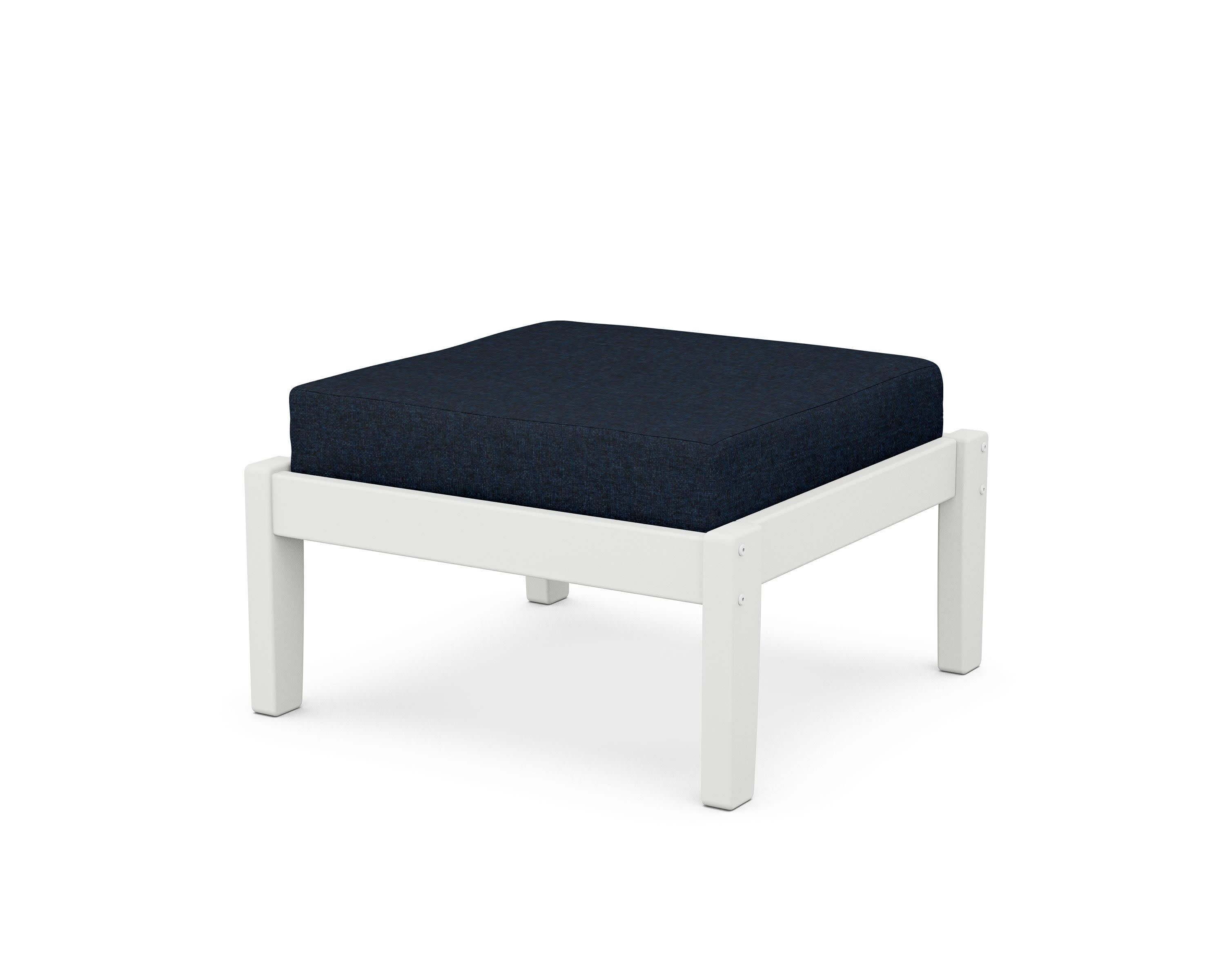 Deep Seating Ottoman in White / Marine Indigo