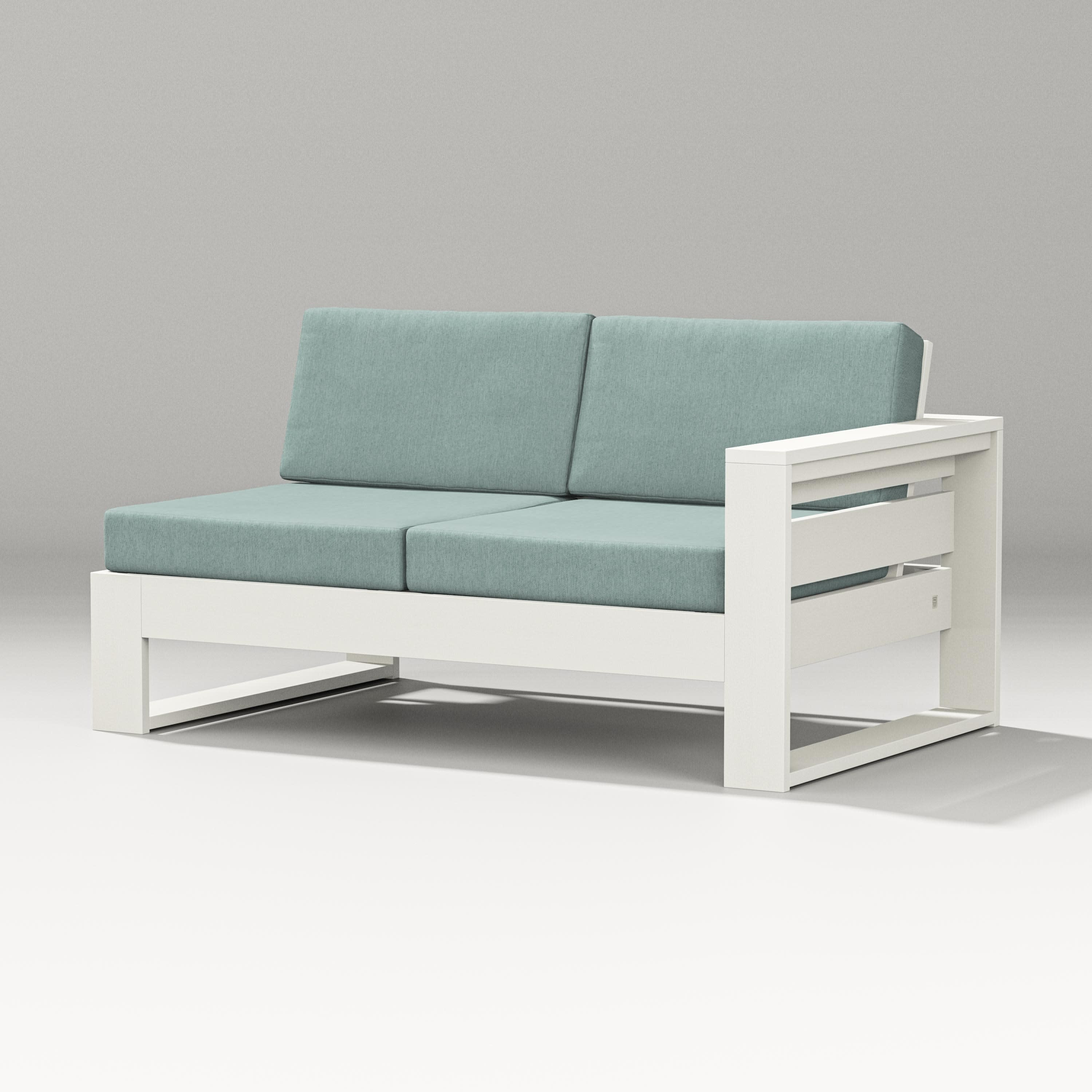 Latitude Modular Right Arm Loveseat in Vintage White / Glacier Spa