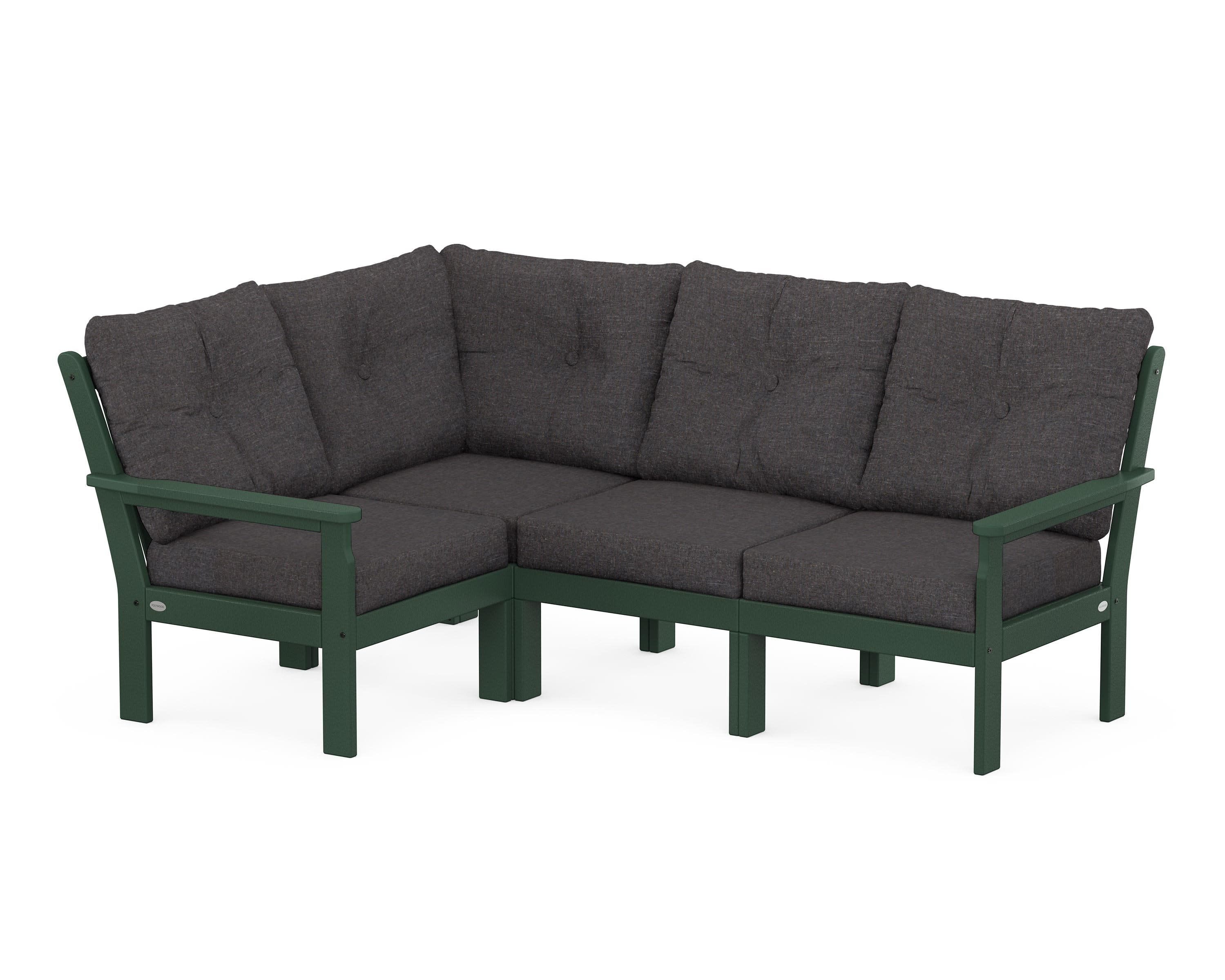 Vineyard 4-Piece Sectional in Green / Ash Charcoal