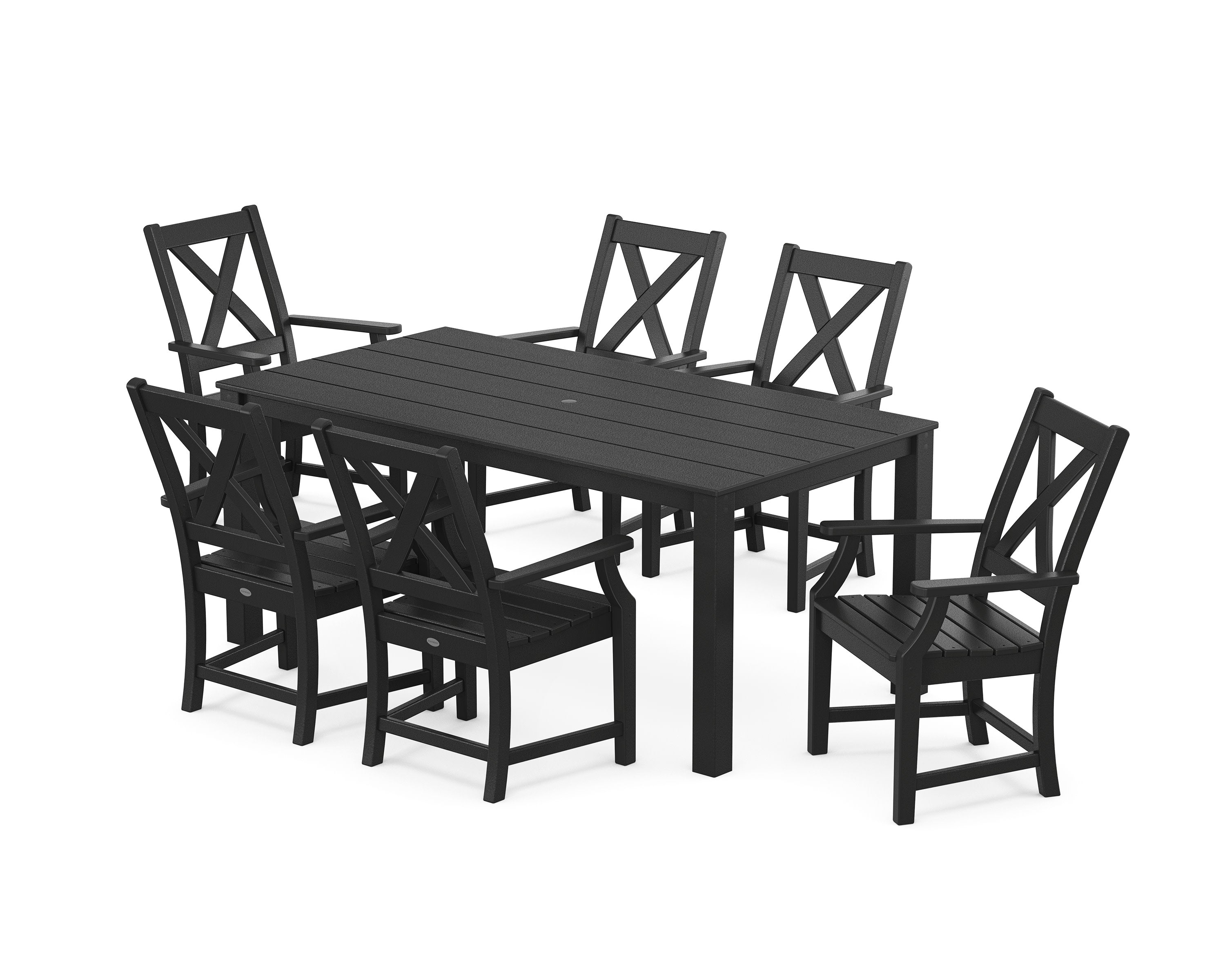 Braxton Arm Chair 7-Piece Parsons Dining Set in Black