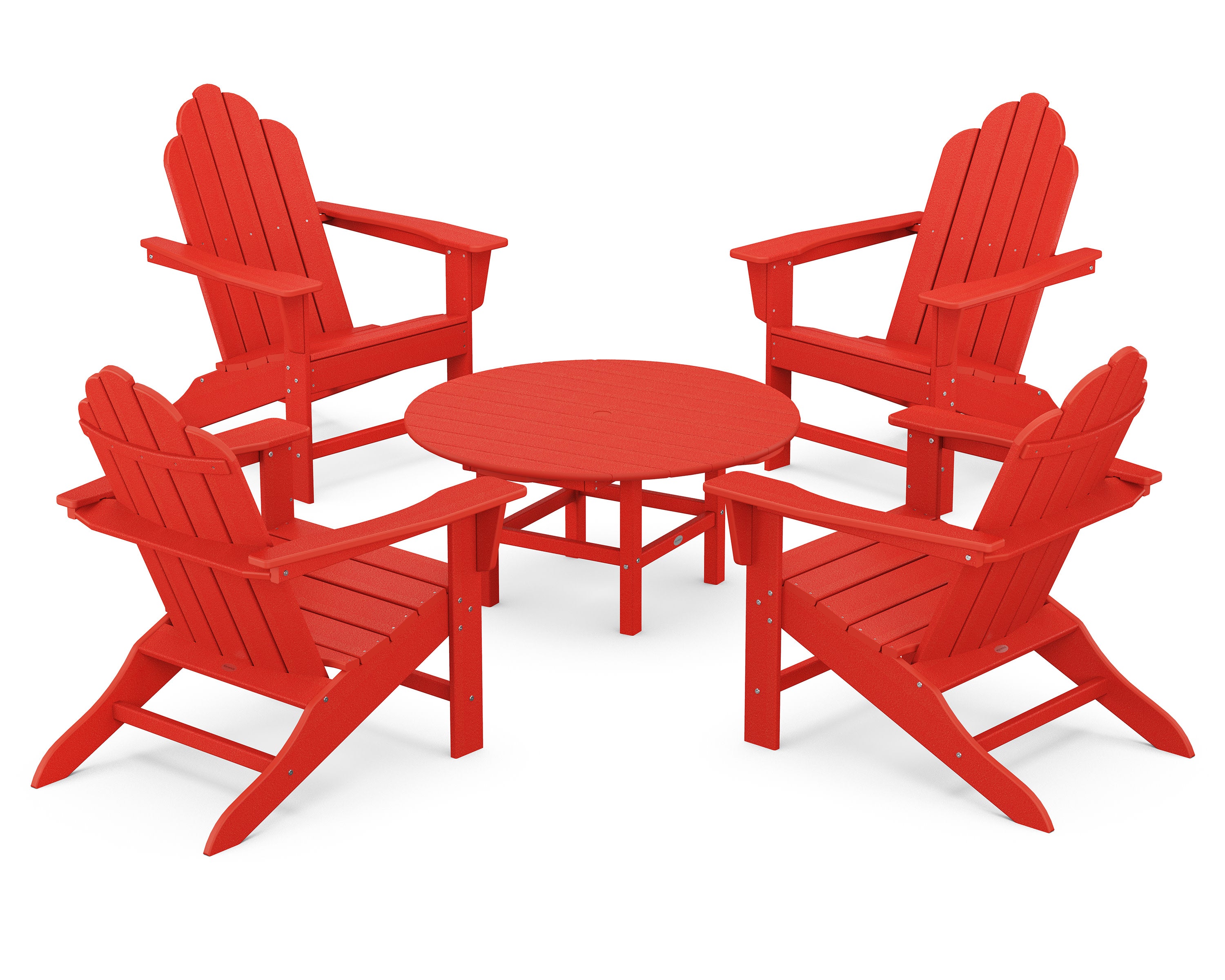 Long Island Adirondack 5-Piece Conversation Group in Sunset Red