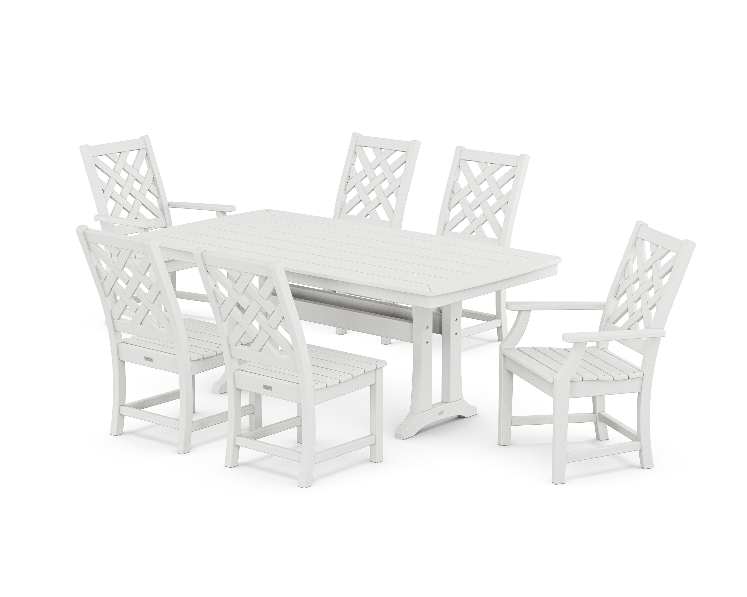 Wovendale 7-Piece Dining Set with Trestle Legs in White