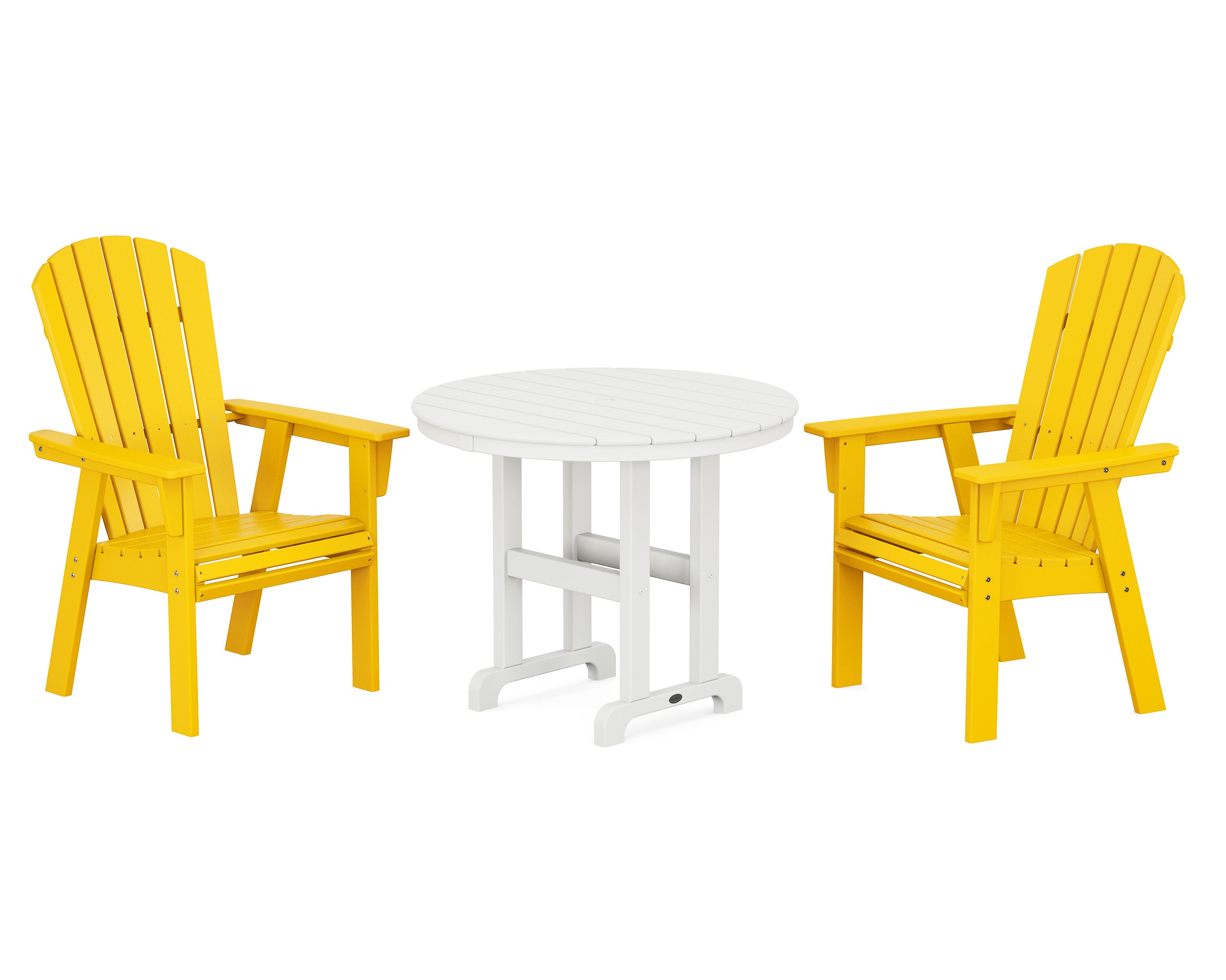 Nautical Adirondack 3-Piece Round Dining Set in Lemon / White