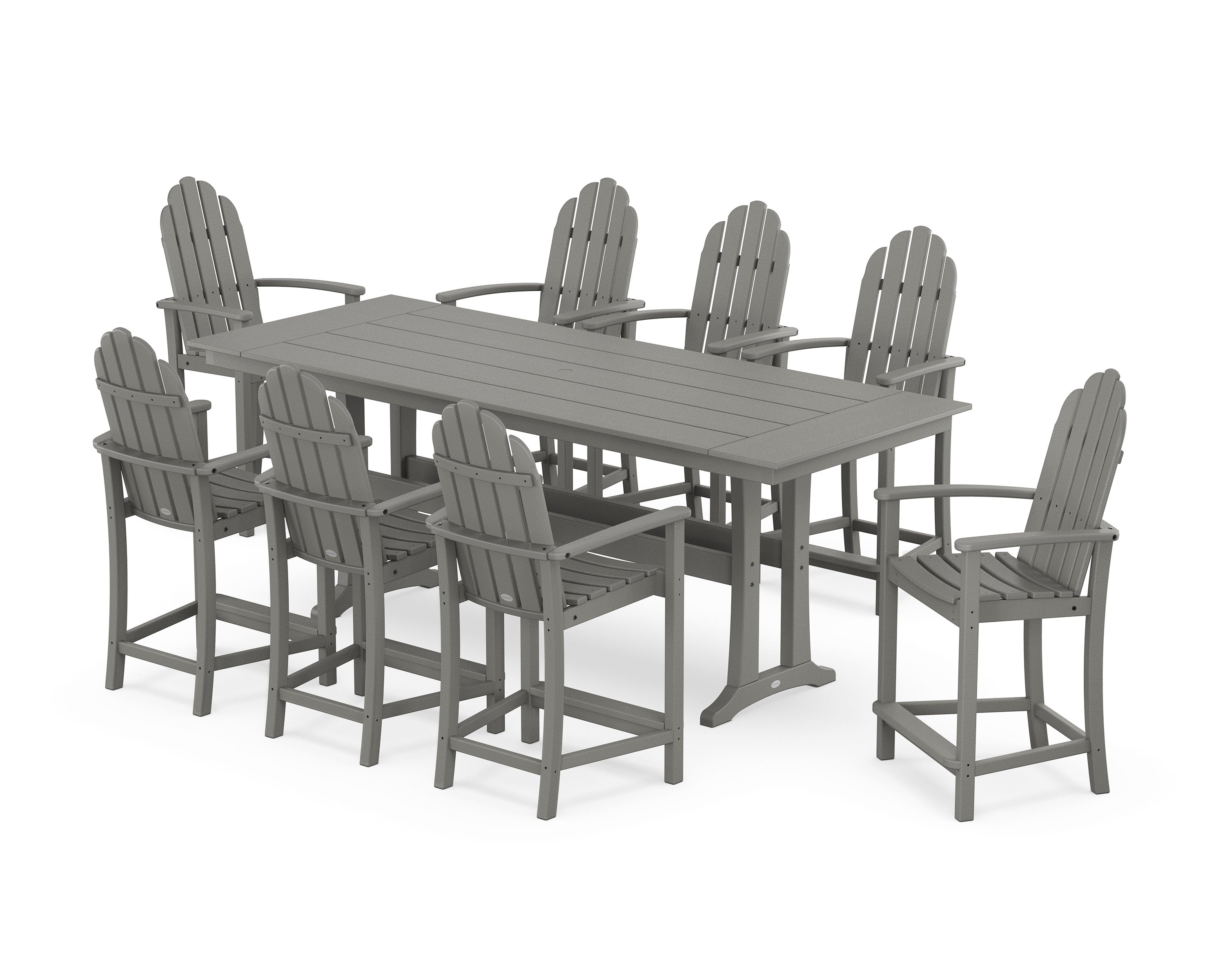 Classic Adirondack 9-Piece Farmhouse Counter Set with Trestle Legs in Slate Grey