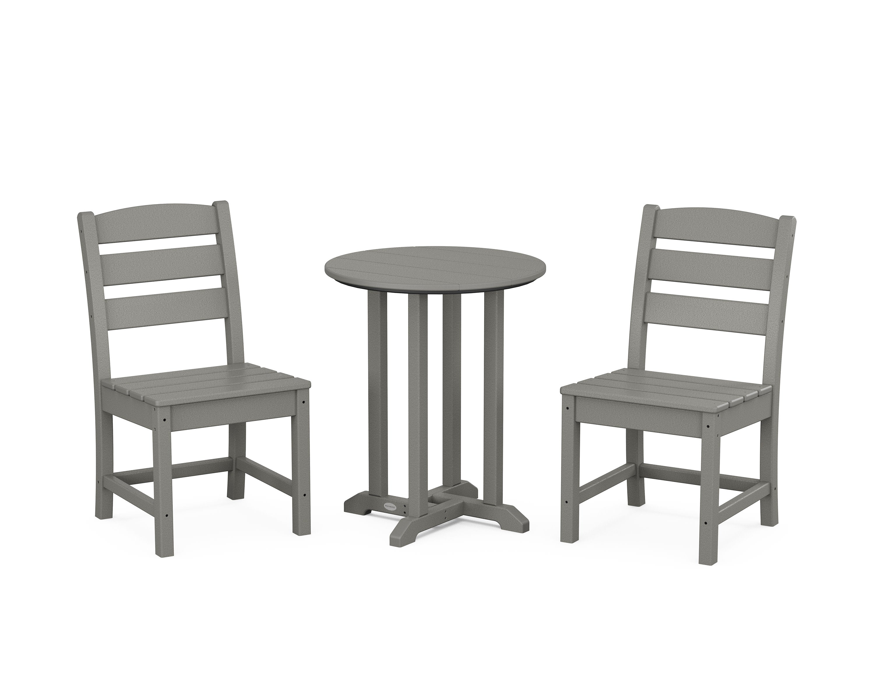 Lakeside Side Chair 3-Piece Round Bistro Dining Set in Slate Grey