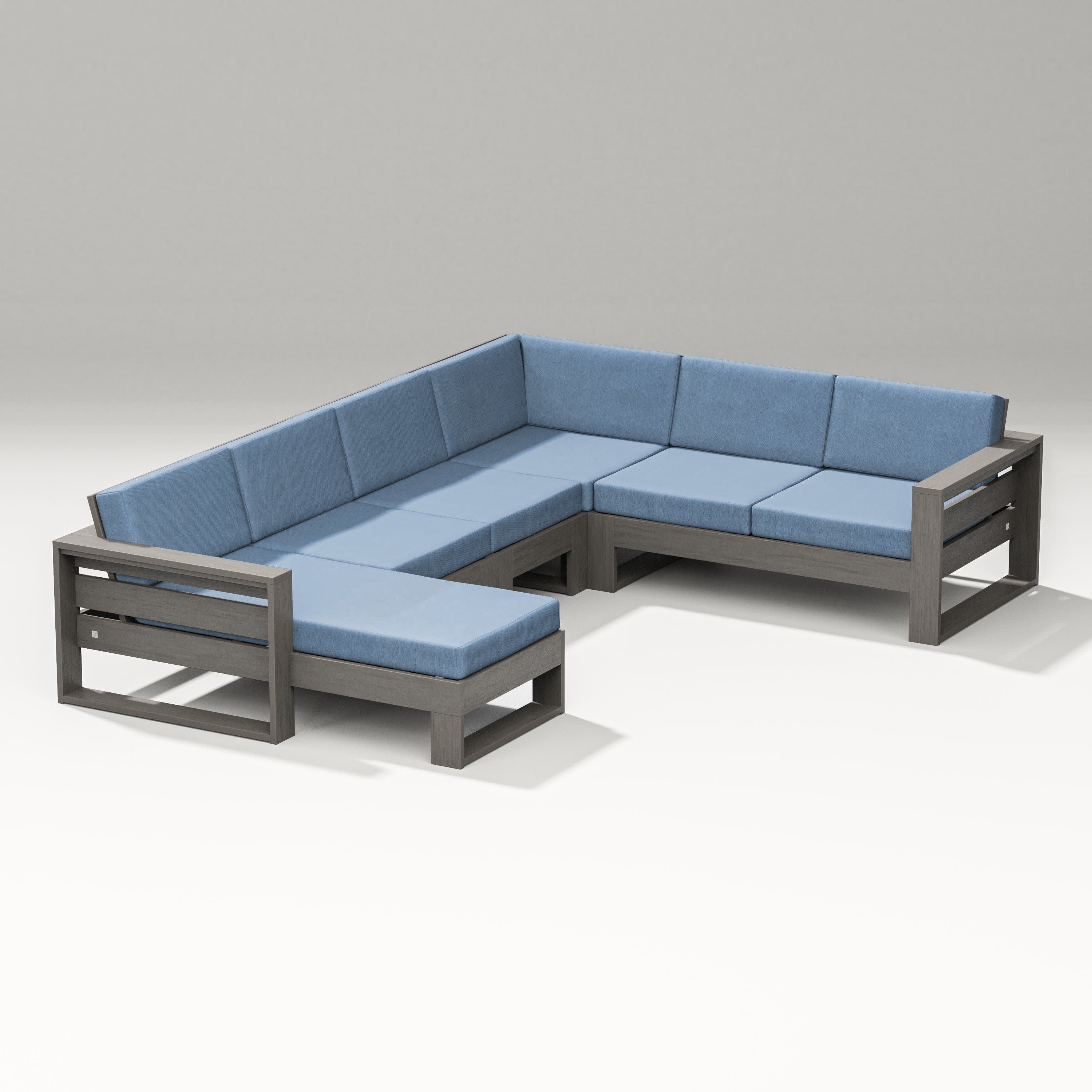 Latitude Corner Sectional with Left Chaise in Driftwood / Sky Blue
