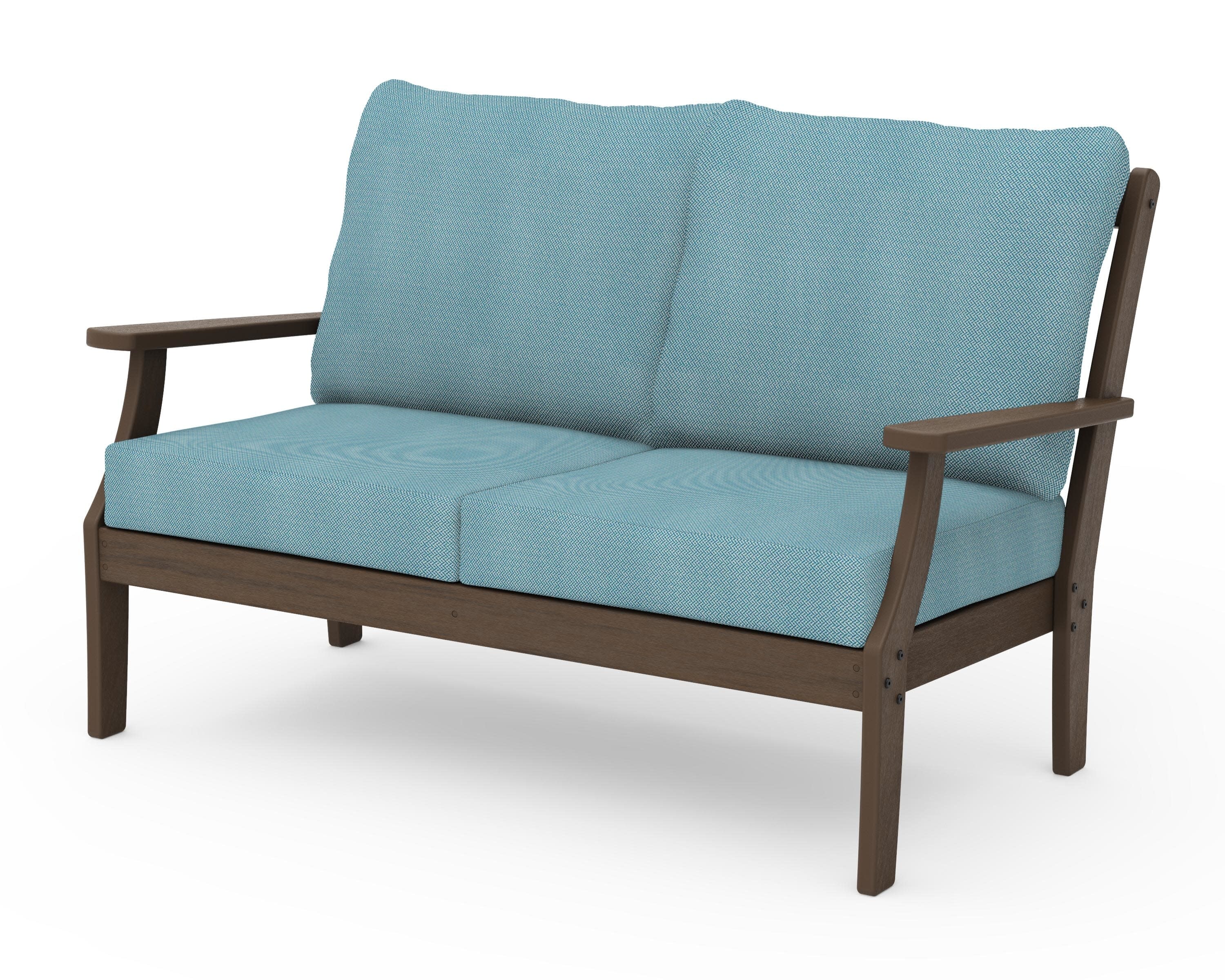 Braxton Deep Seating Loveseat in Kona / Lattice Sky Blue