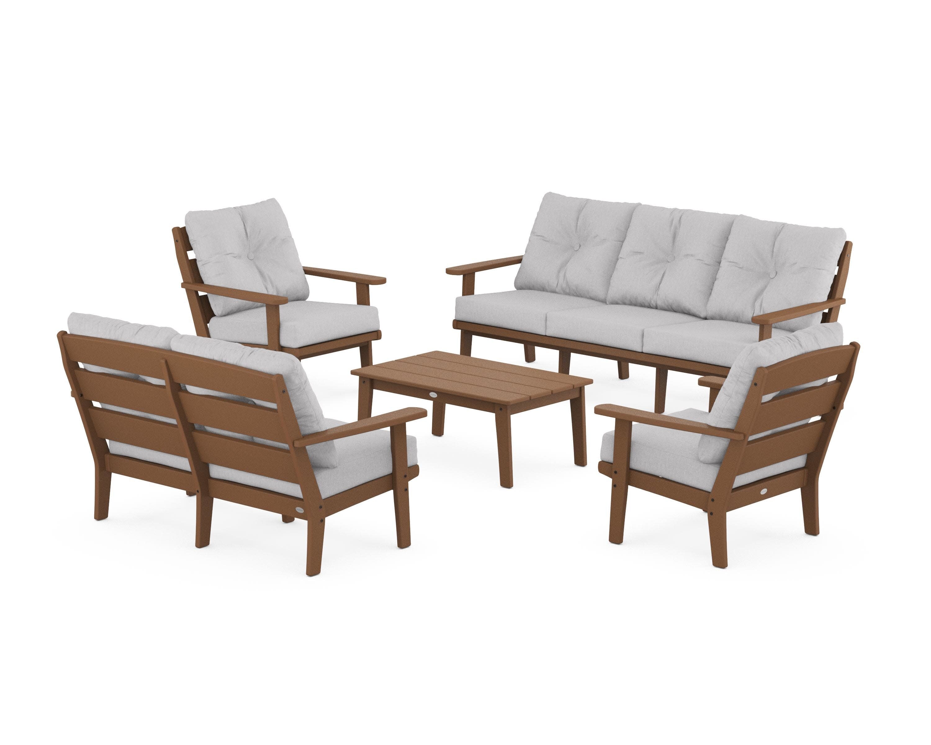 Lakeside 5-Piece Lounge Sofa Set in Teak / Granite