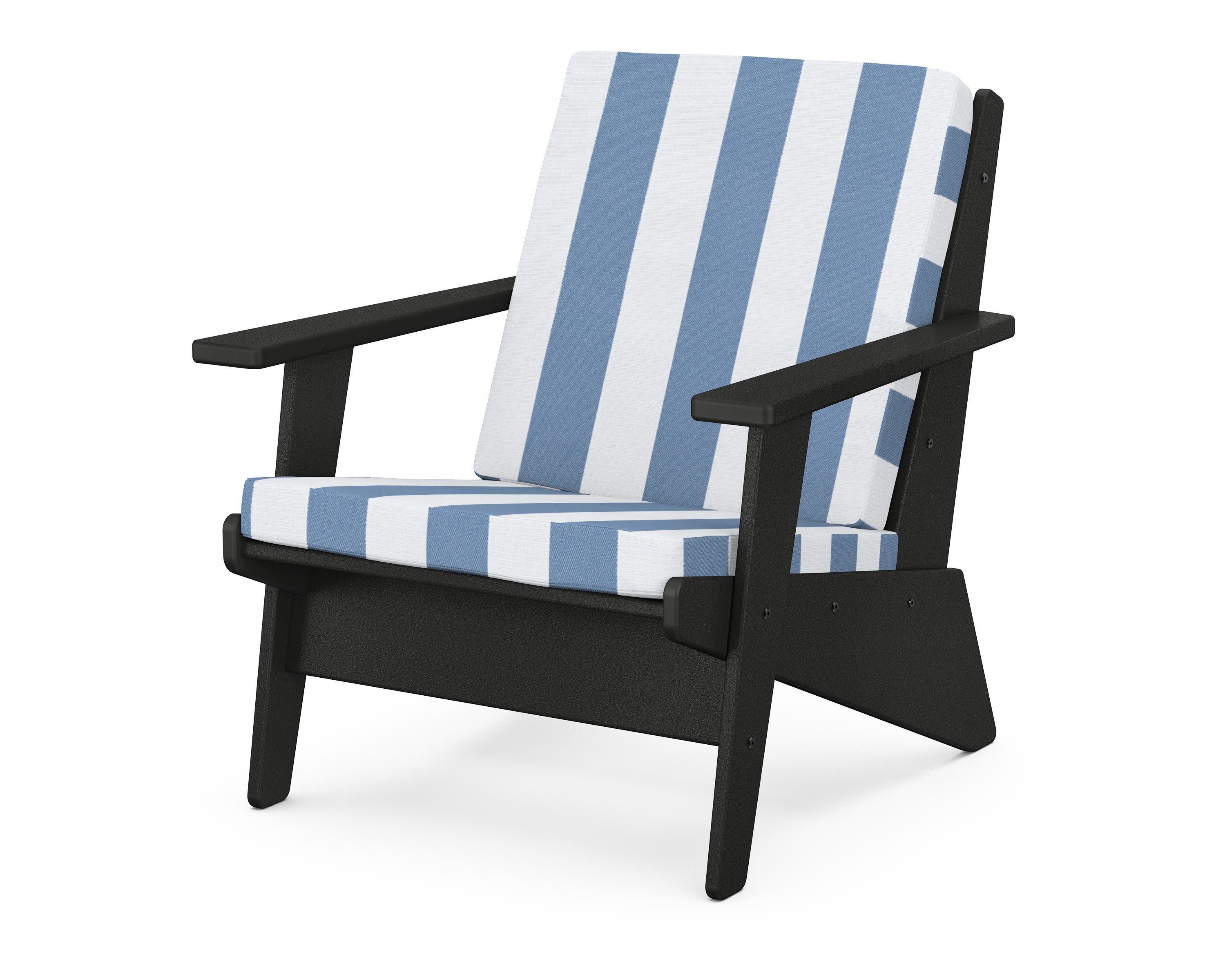 Riviera Modern Lounge Chair in Black / Cabana Stripe Sky Blue