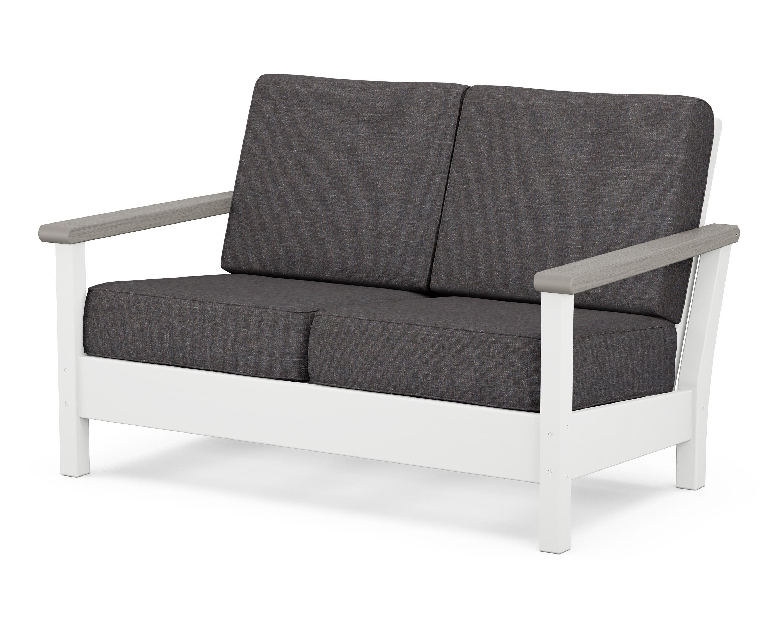 Harbour Deep Seating Loveseat in White / Driftwood / Ash Charcoal