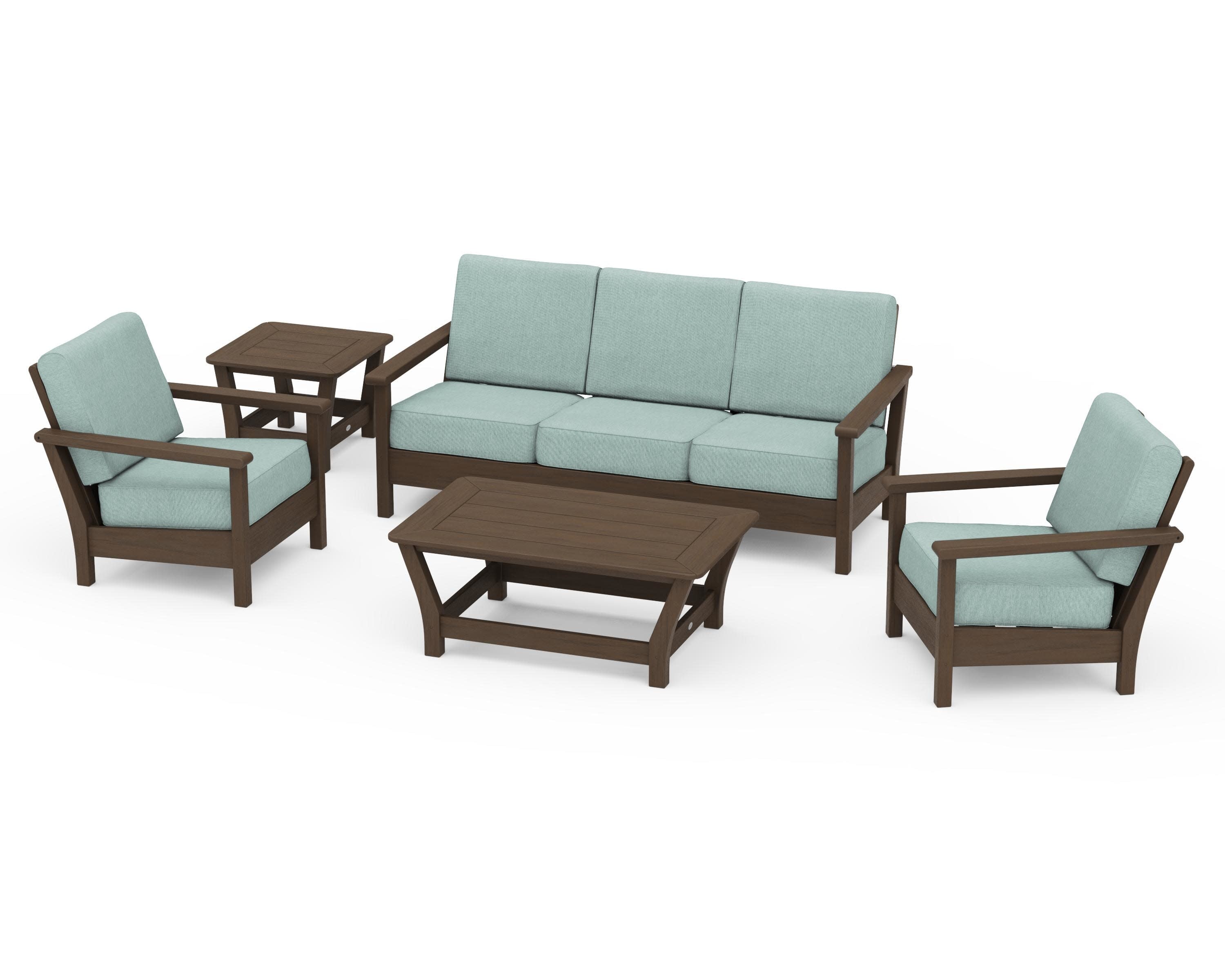 Harbour 5-Piece Deep Seating Set in Kona / Glacier Spa