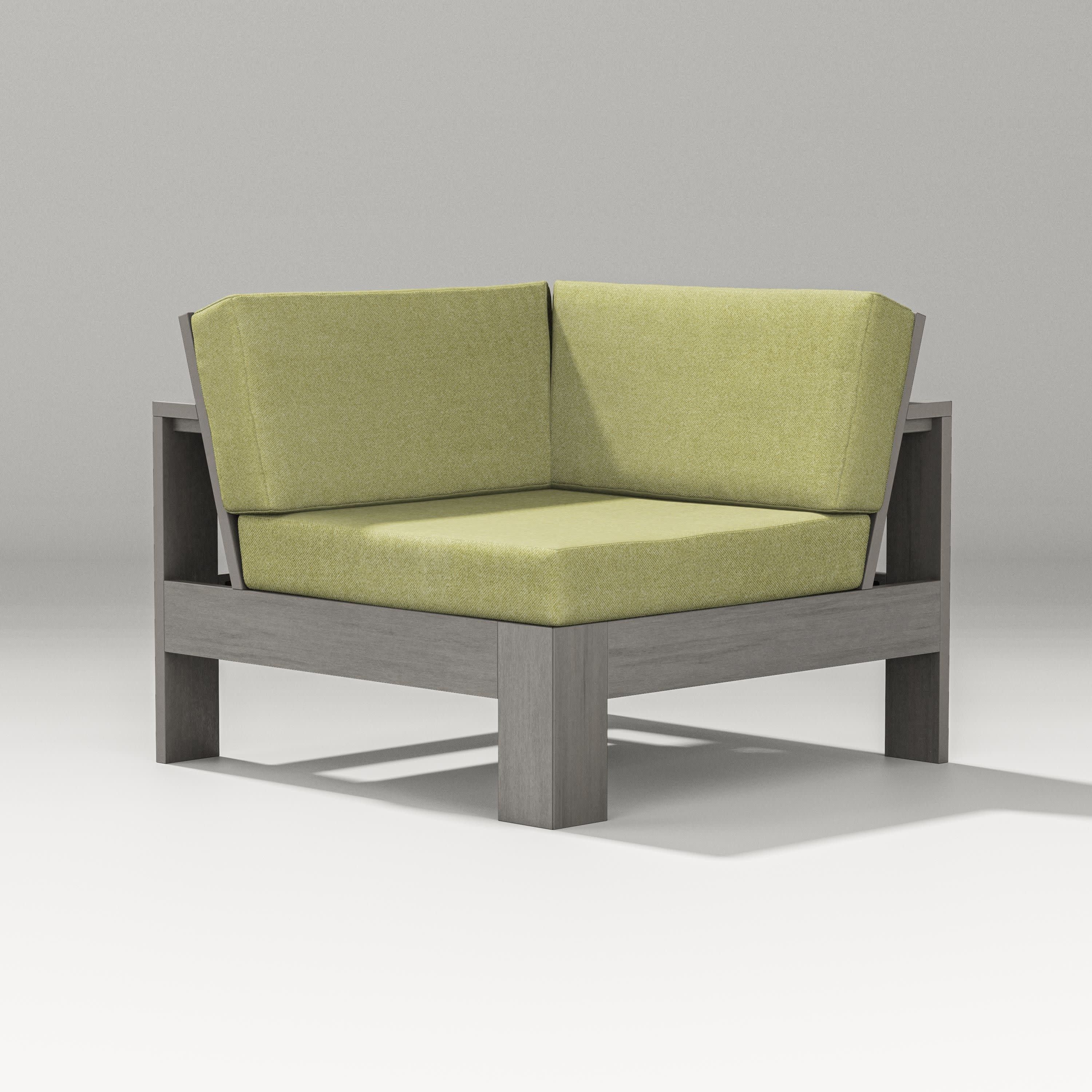 Latitude Modular Corner Chair in Driftwood / Chartreuse Boucle