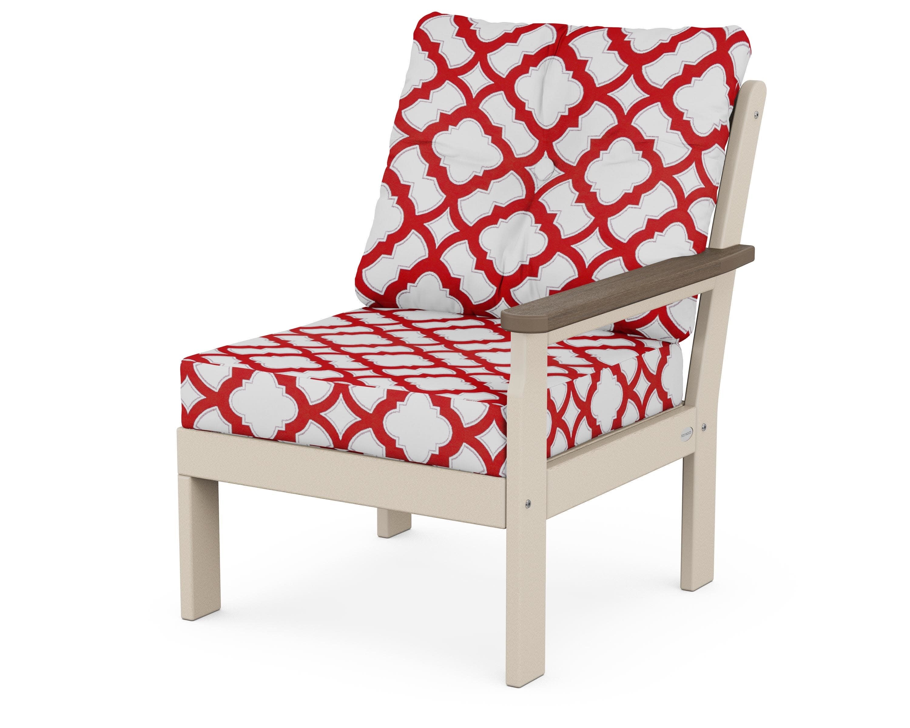 Vineyard Modular Right Arm Chair in Sand / Kona / Trellis Crimson