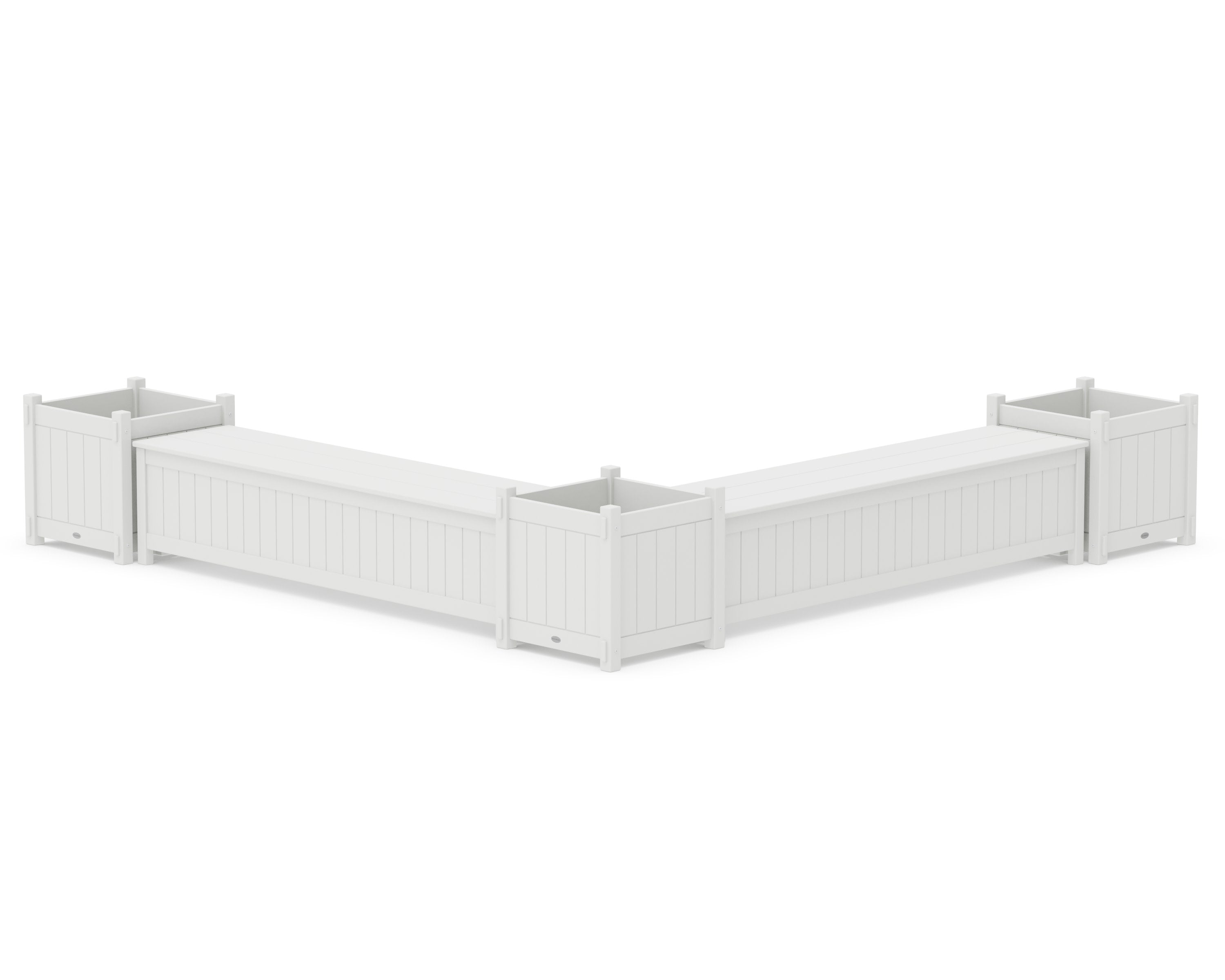 72" Vineyard L- Shaped Planter Storage Bench Corner Set- Large in White