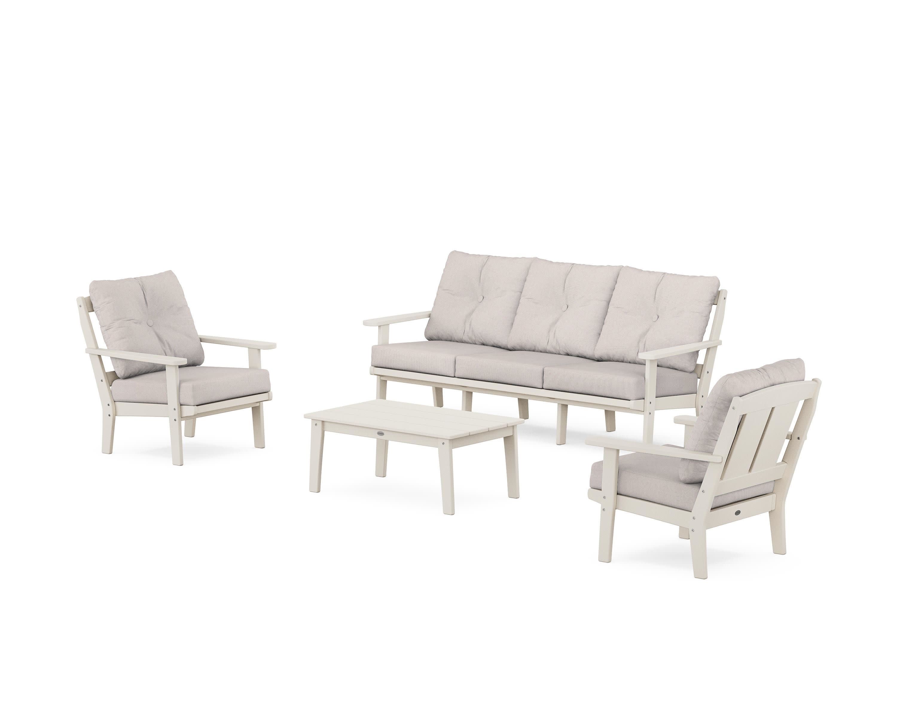 Mission 4-Piece Deep Seating Set with Sofa in Sand / Dune Burlap
