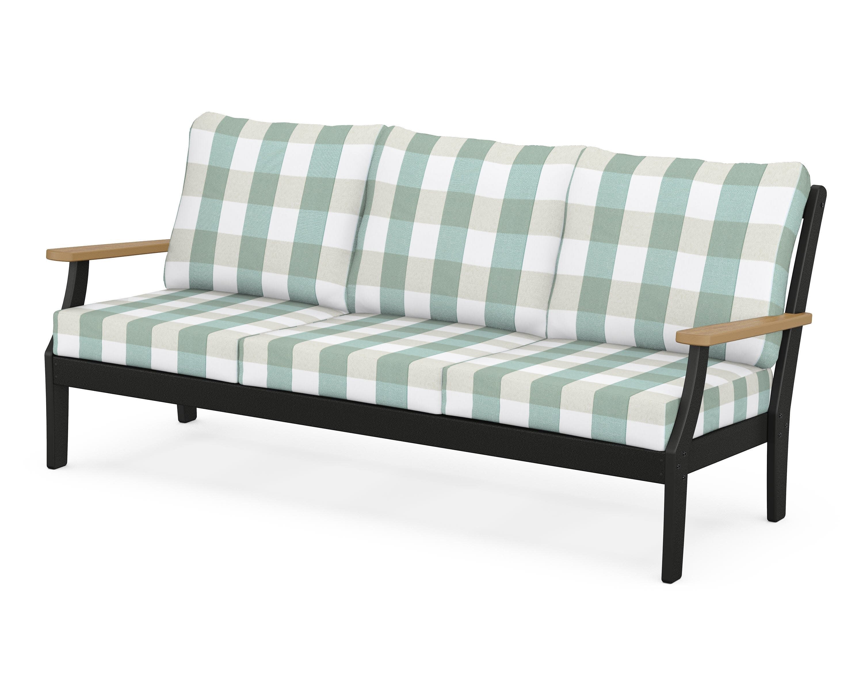 Braxton Deep Seating Sofa in Black / Natural / Buffalo Plaid Glacier Spa