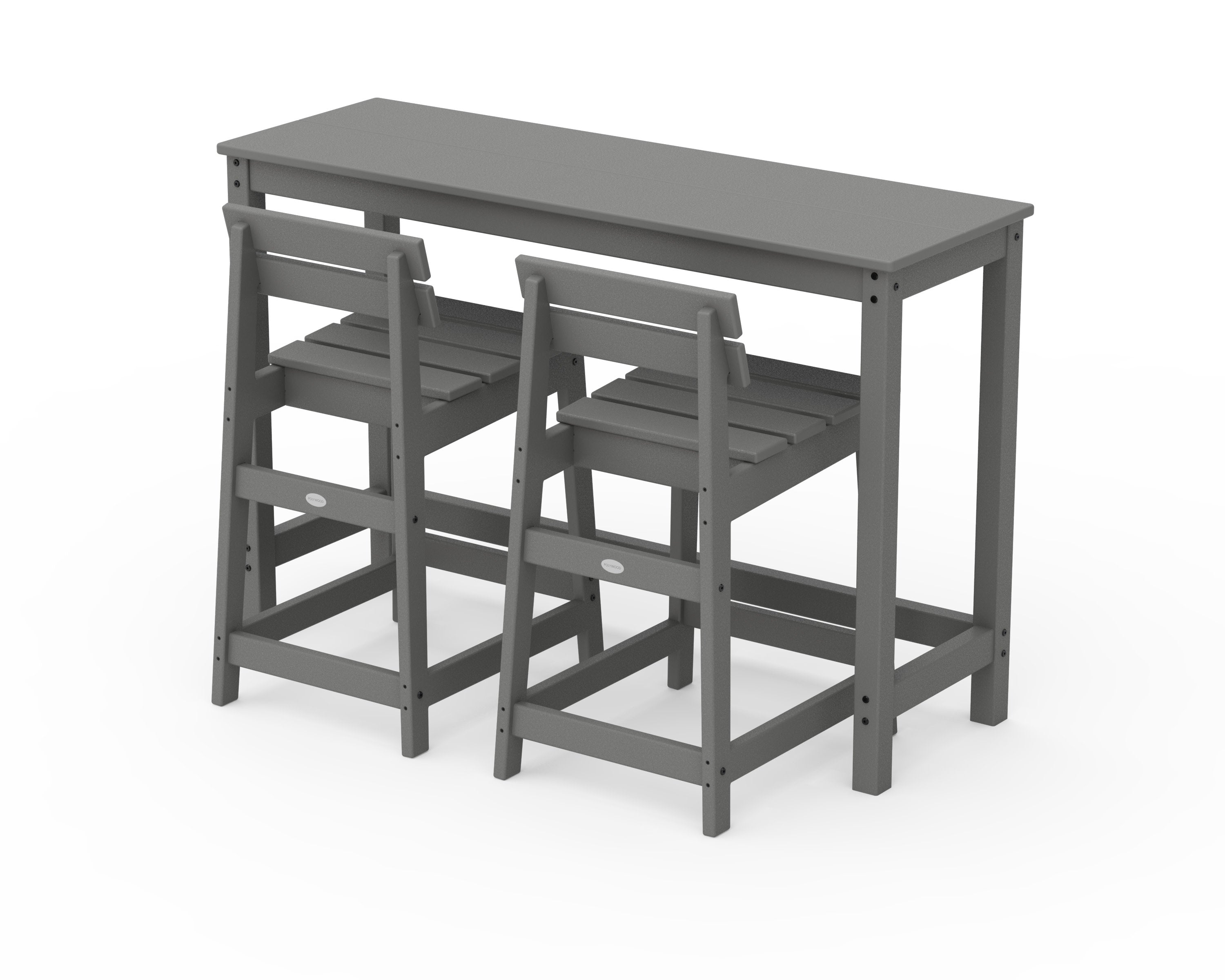 Modern Studio Plaza Lowback Counter Chair 3-Piece Balcony Set in Slate Grey