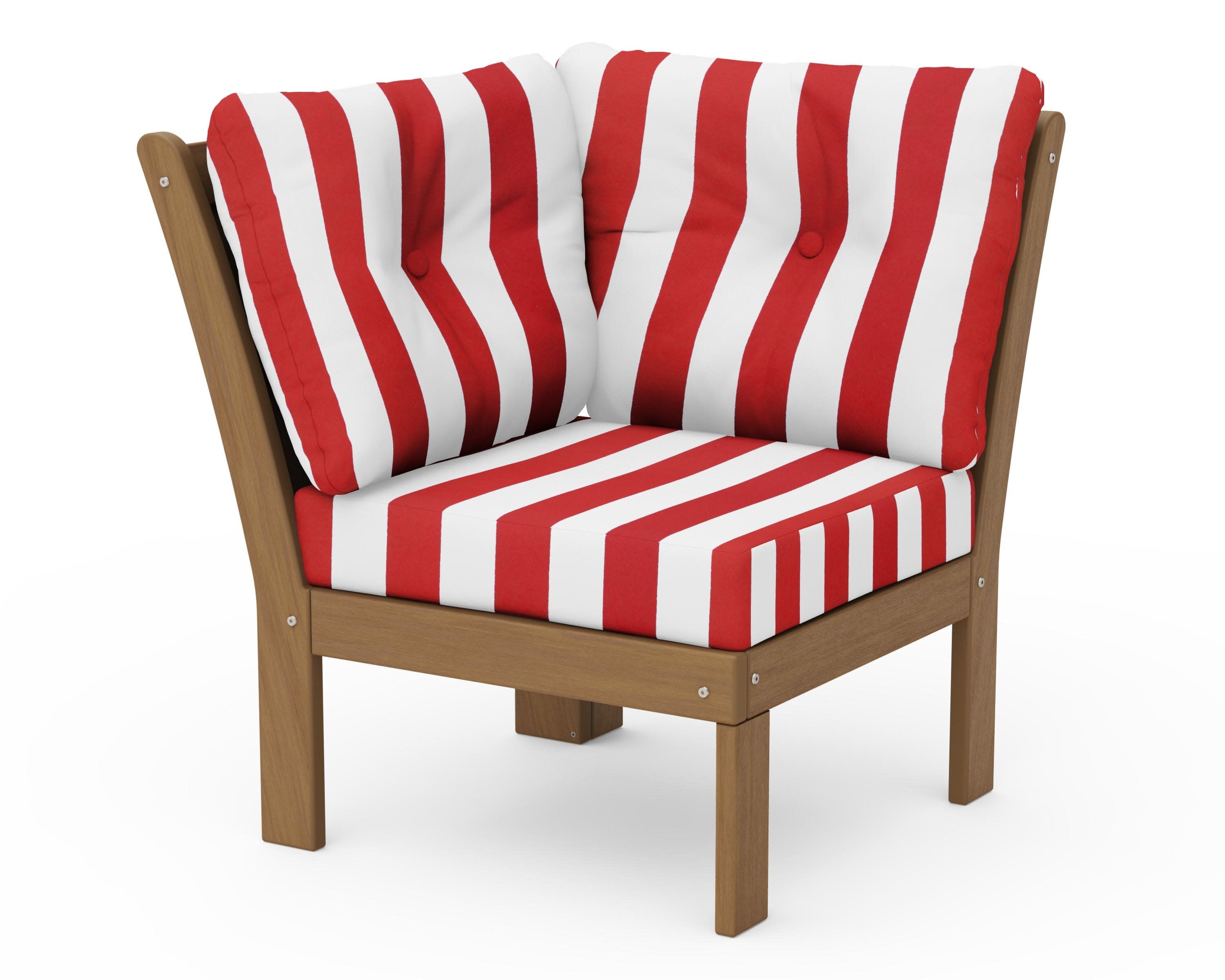 Vineyard Modular Corner Chair in Natural / Cabana Stripe Crimson