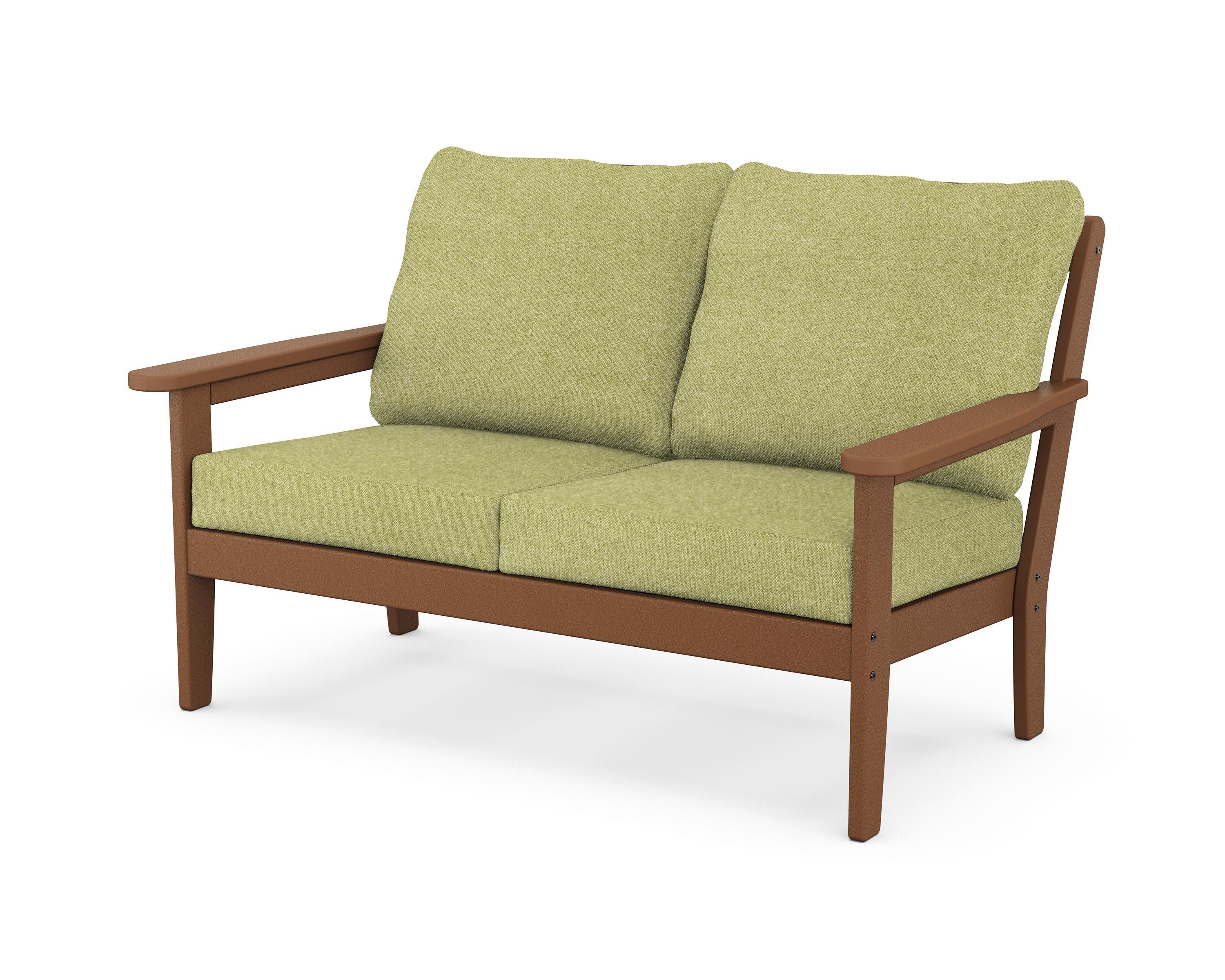 Cottage Deep Seating Loveseat in Teak / Chartreuse Boucle