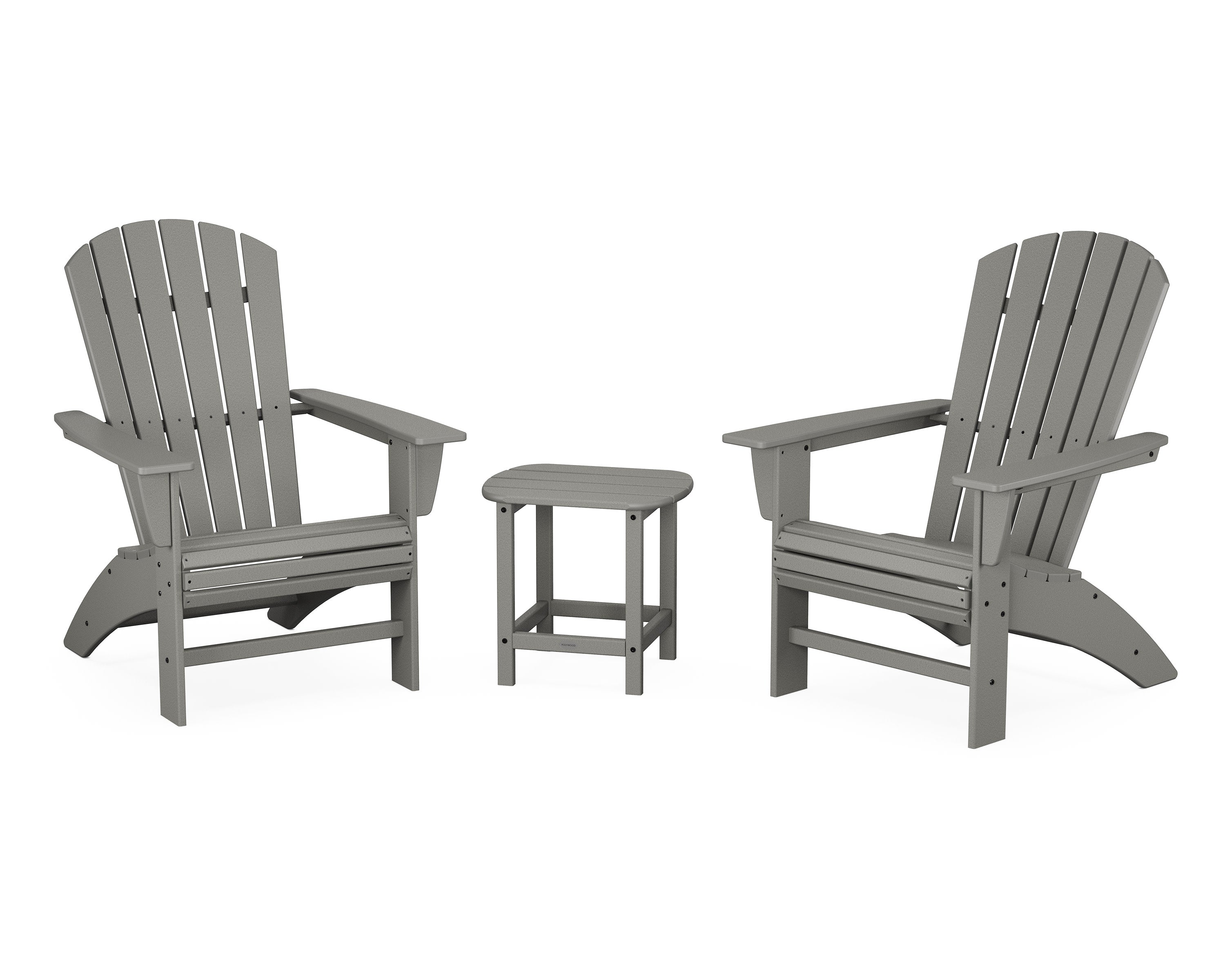 Nautical 3-Piece Curveback Adirondack Set in Slate Grey